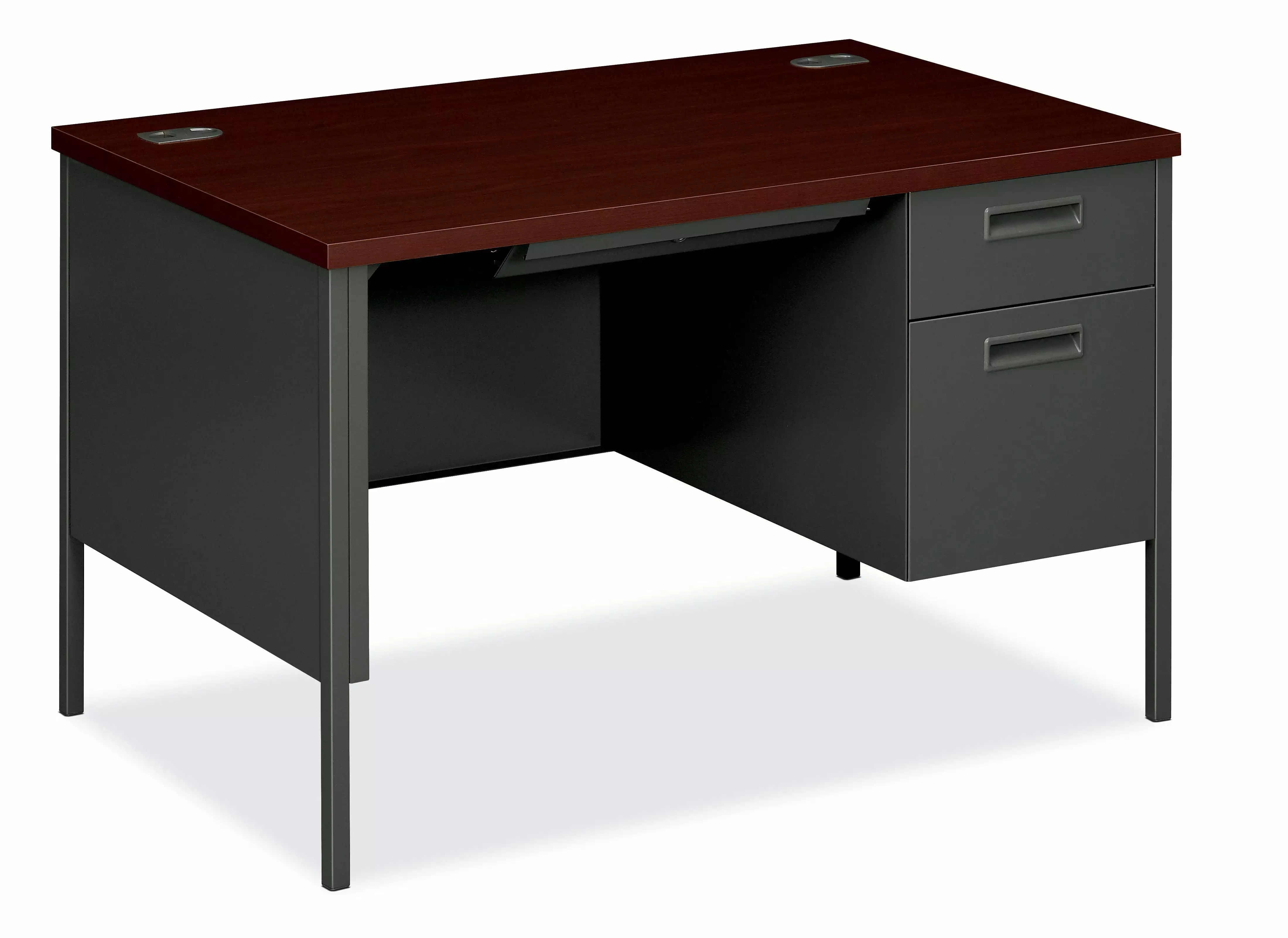 HON Metro Classic Small Office Desk Right Pedestal and File Drawer Charcoal & Mahogany - Compact Work Desk