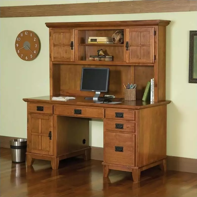 Kingfisher Lane Modern Wood Pedestal Desk Hutch Brown