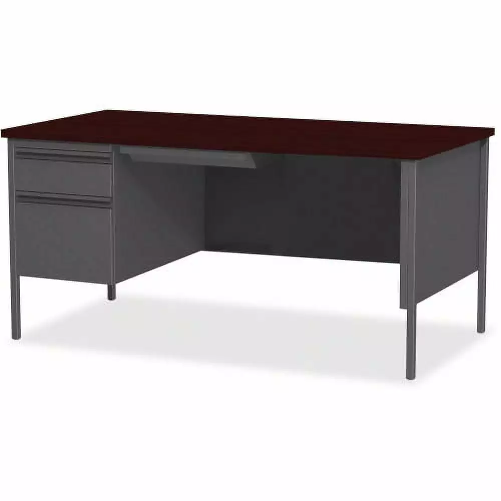 Lorell Fortress Series Left-Pedestal Desk 66x30 Mahogany Laminated Office Desk