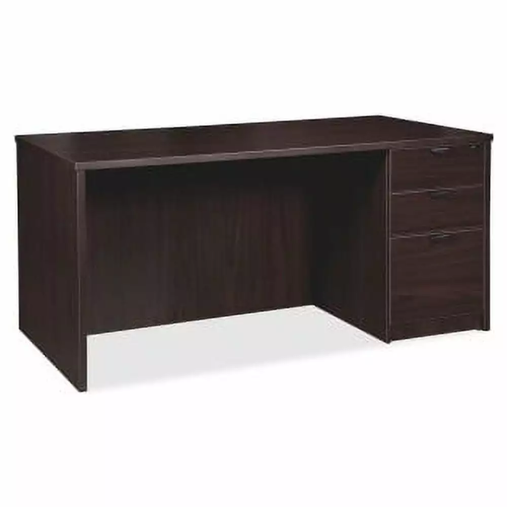 Lorell Prominence 2.0 Espresso Laminate Right-Pedestal Desk 3 Drawers and File Storage