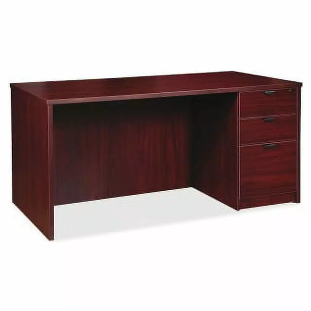 Lorell Prominence 2.0 Mahogany Laminate Right-Pedestal Desk - 72 x 36 x 29 File Drawers