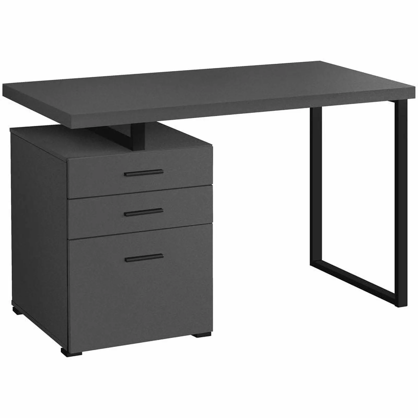 Pemberly Row Reversible Wooden Pedestal Computer Desk Gray and Black