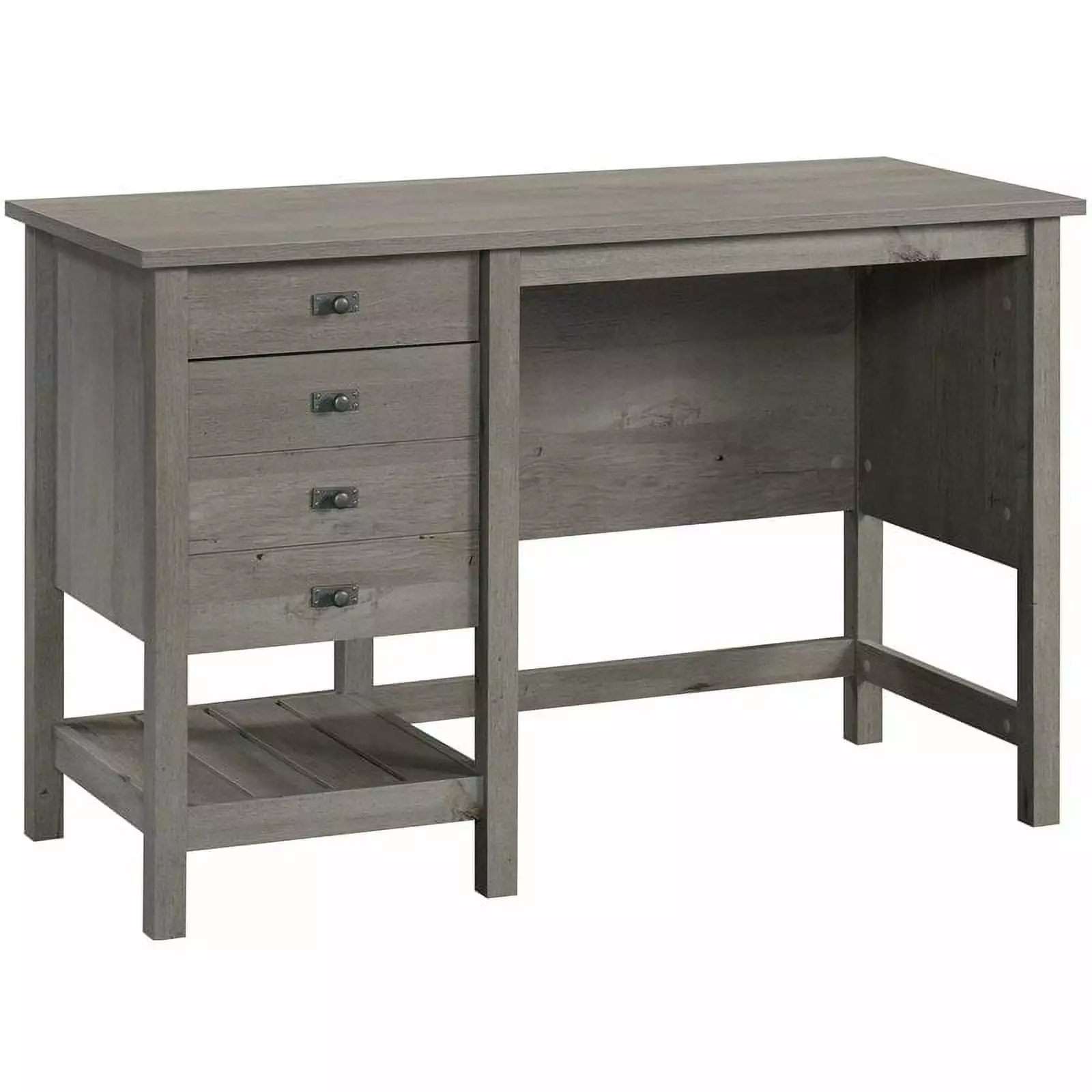 Pemberly Row Single Pedestal Desk Engineered Wood Mystic Oak Finish