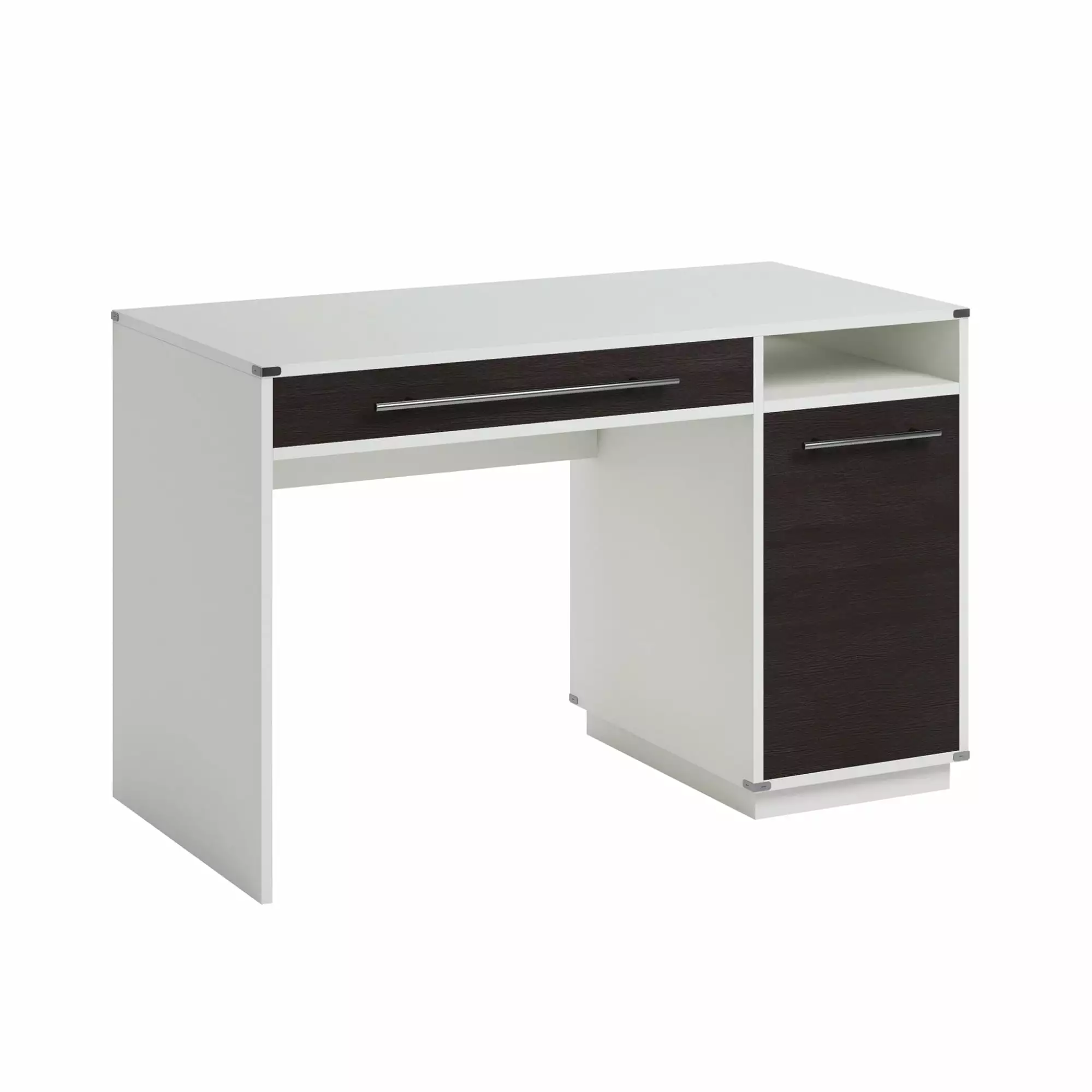 Sauder Vista Key Engineered Wood Single Pedestal Desk Pearl Oak and Misted Elm