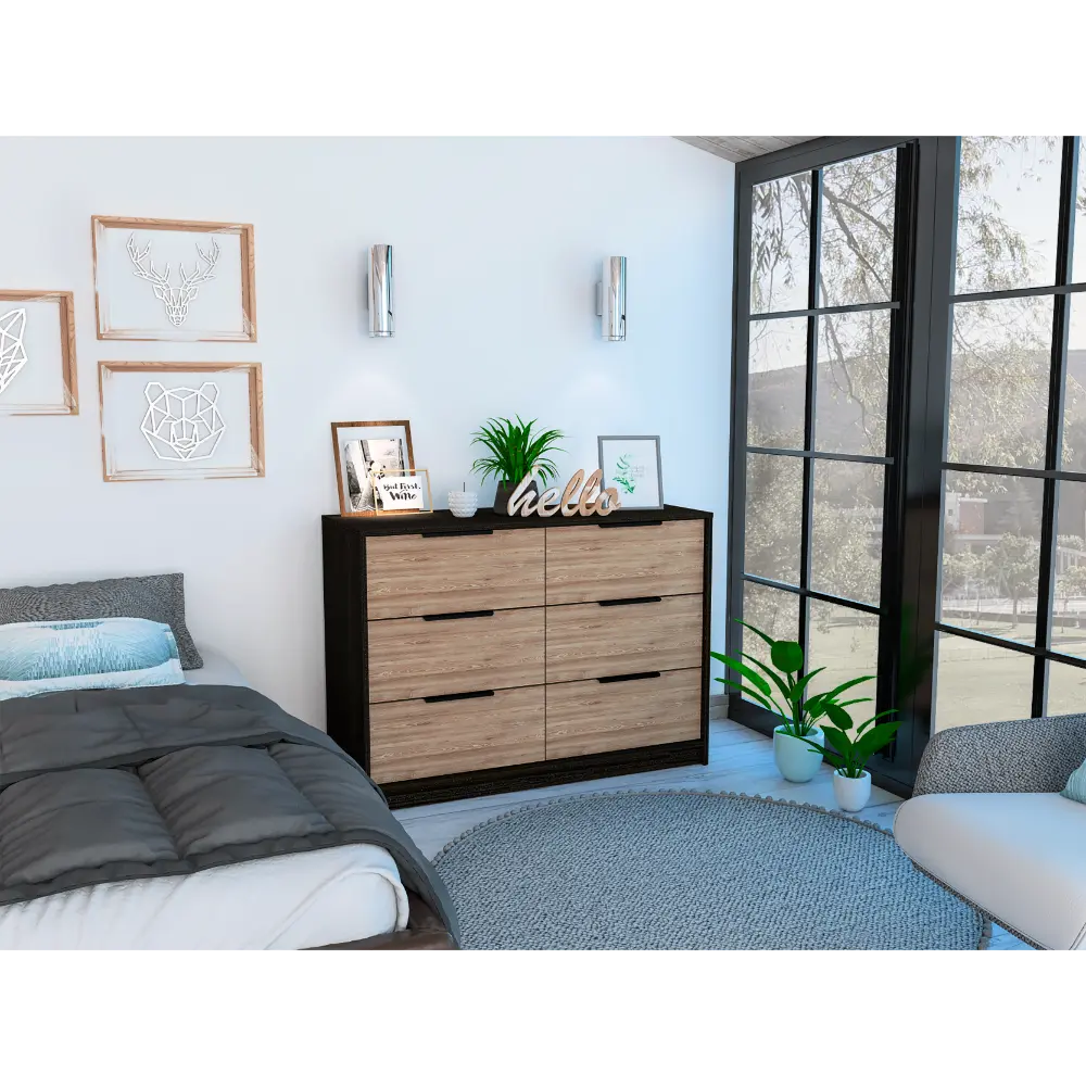 Kaia 4 Drawers Dresser High Quality Top Black Pine Multicolor Brown Bedroom Storage rta mubles colombia