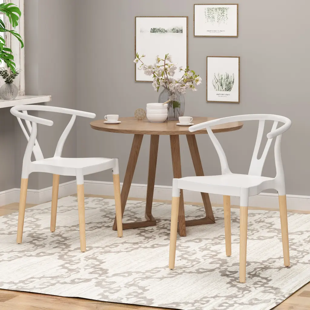 Plastic Dining Chair Set 2 White Polypropylene Stackable Chairs Kitchen nh-inmax