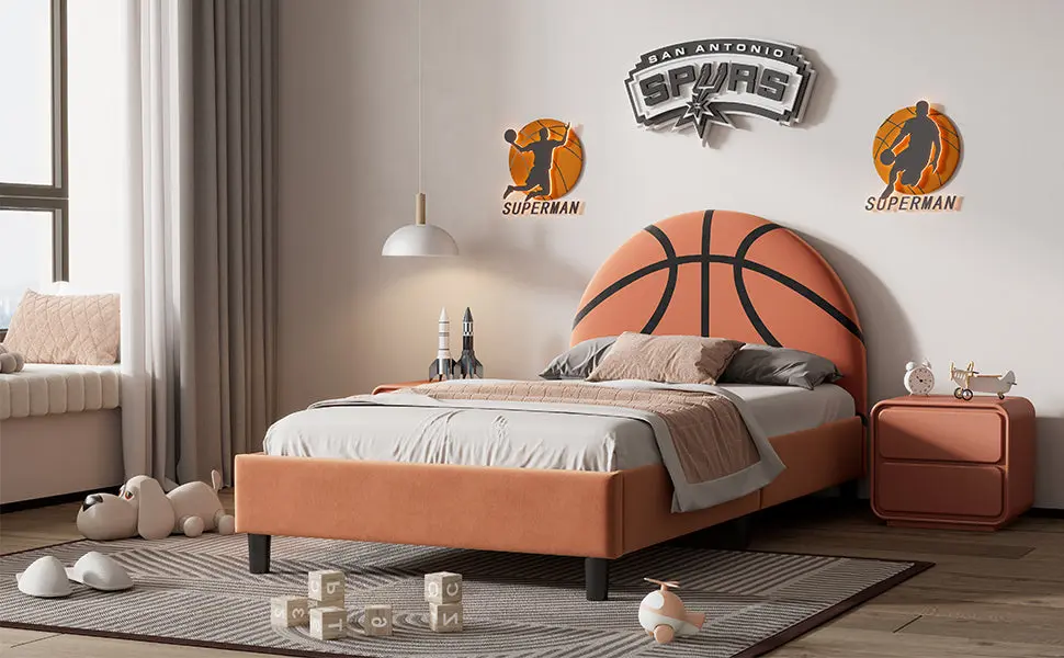 Binquireetball Design Upholstered Twin Platform Bed Sport Style Boys bed best