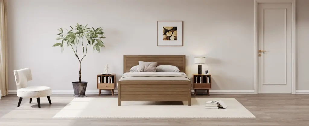Wood Platform Bed Frame Headboard Mattress Foundation Solid Wood Bed bed best