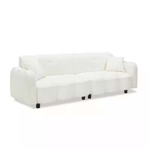 96.06 Inch Large Teddy Plush Sofa Living Room and Entertainment Space JUHOO