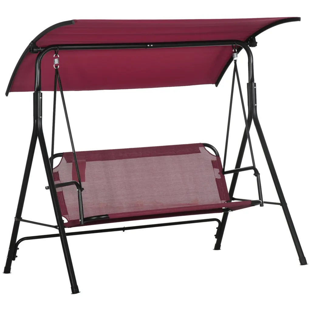 Outsunny 3 Person Porch Swing Bench Stand & Adjustable Canopy Outdoor Relaxation aosom business