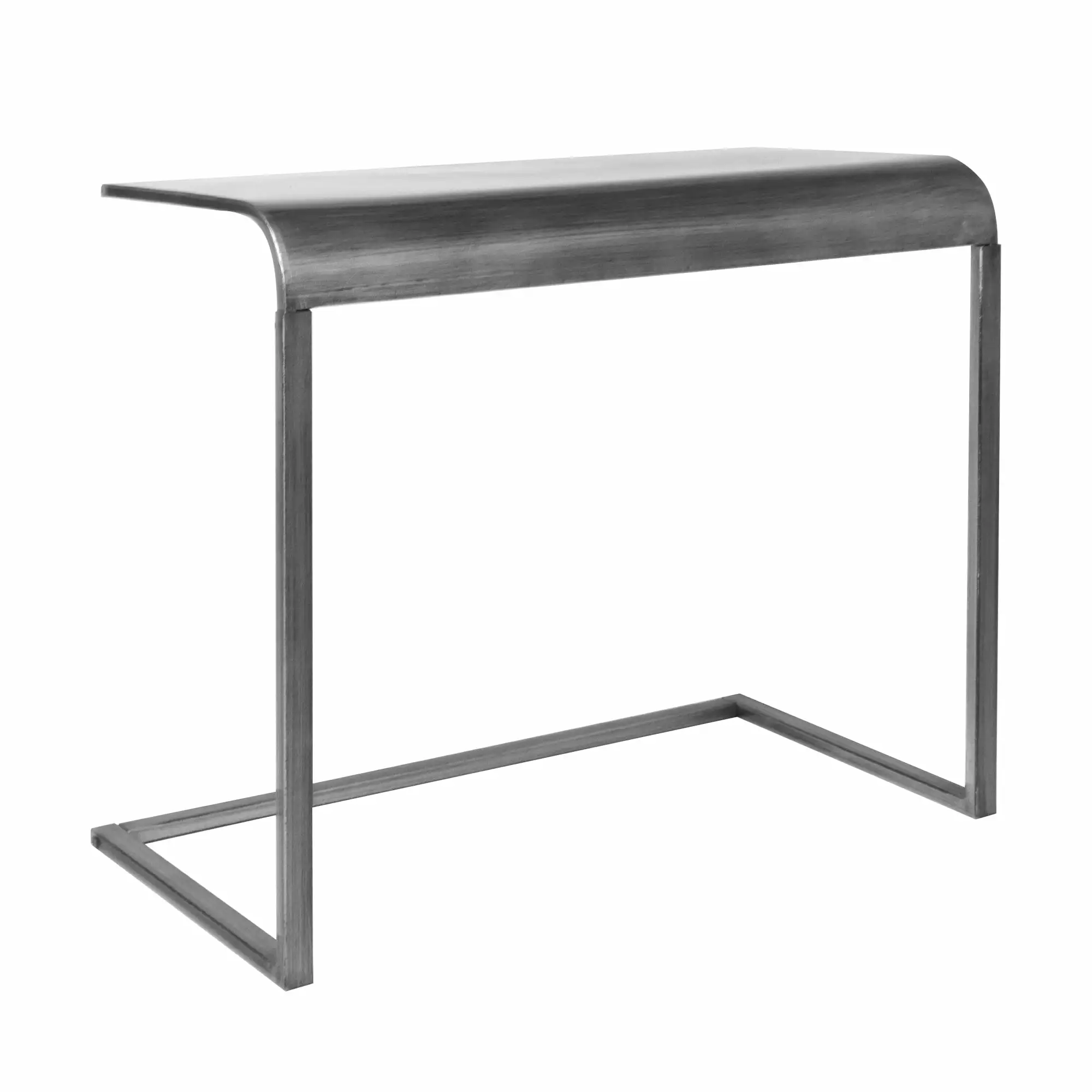 Silver Mobile Portable Compact Home Office C-Shaped Desk American Art Decor
