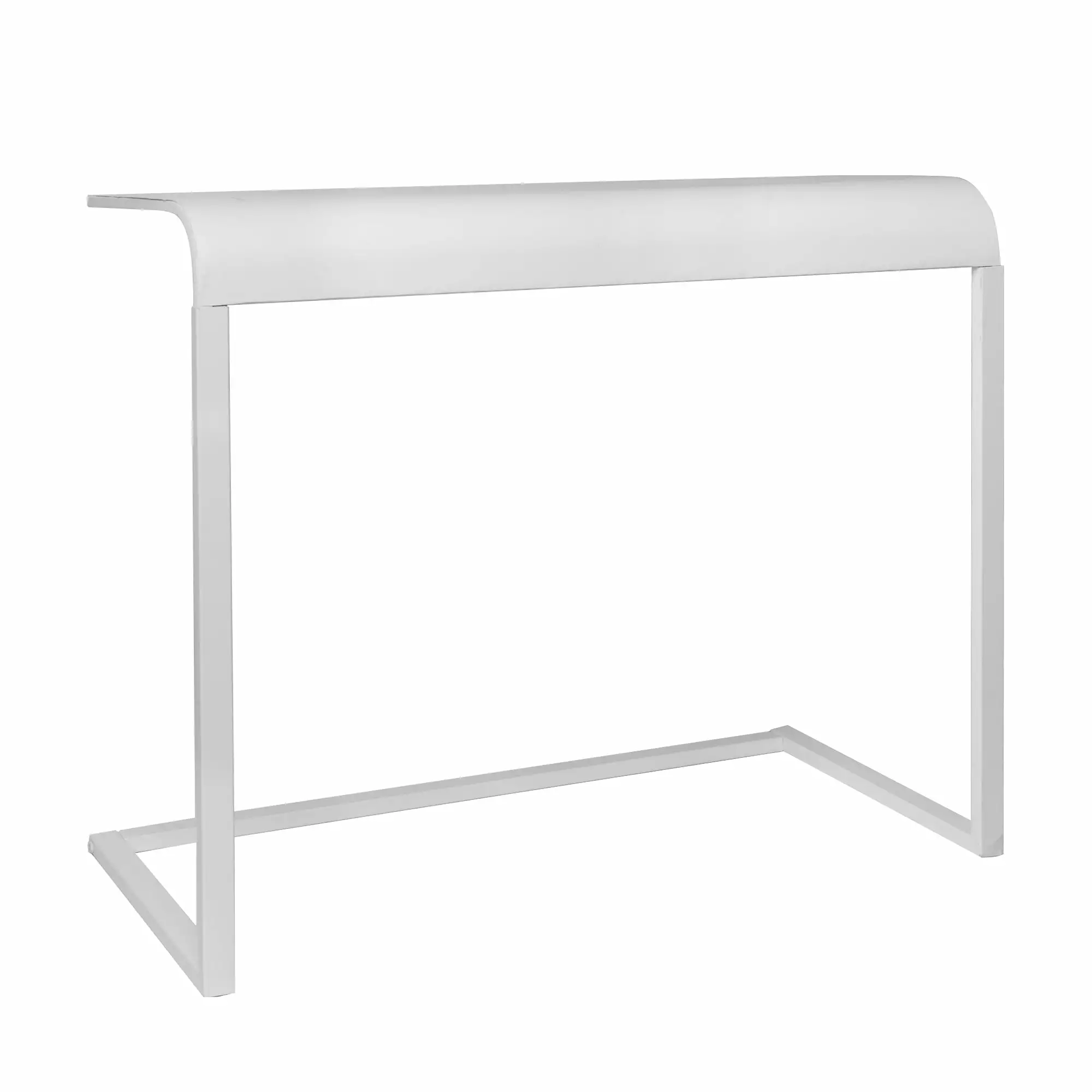 White Mobile Portable Compact Home Office C-Shaped Desk American Art Decor