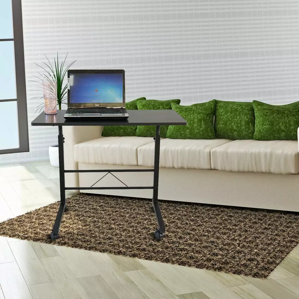 SalonMore Portable Laptop Table - Side Table Rolling Computer Desk Study Stand Black FCH