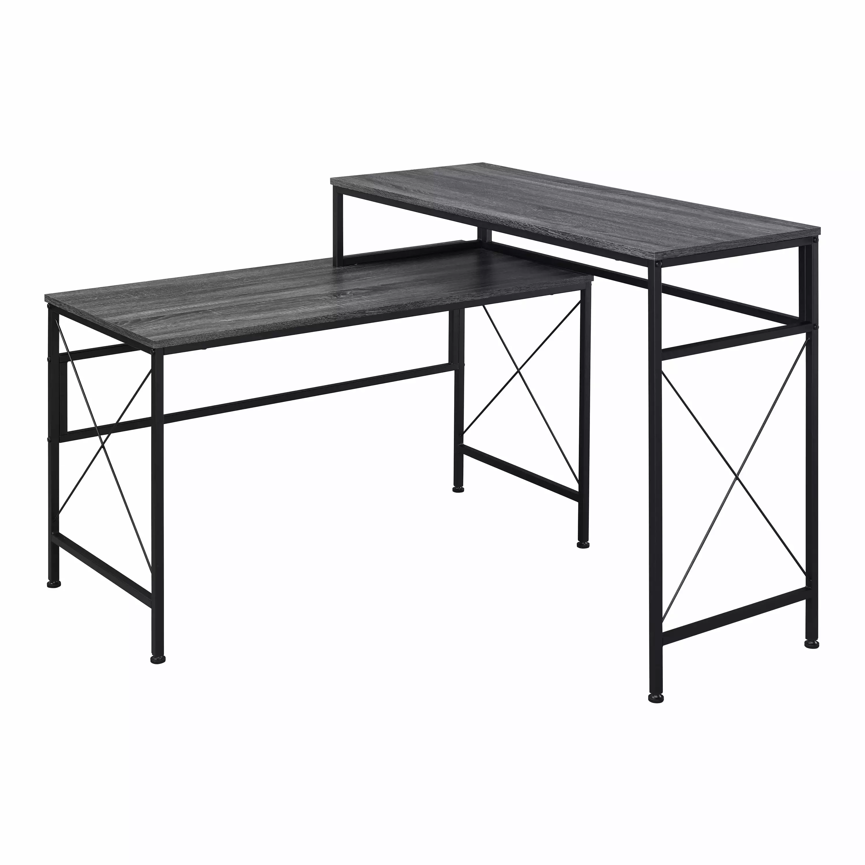 Furniture America Rade Modern 50.25 MDF Portable L Shaped Desk Gray/Black