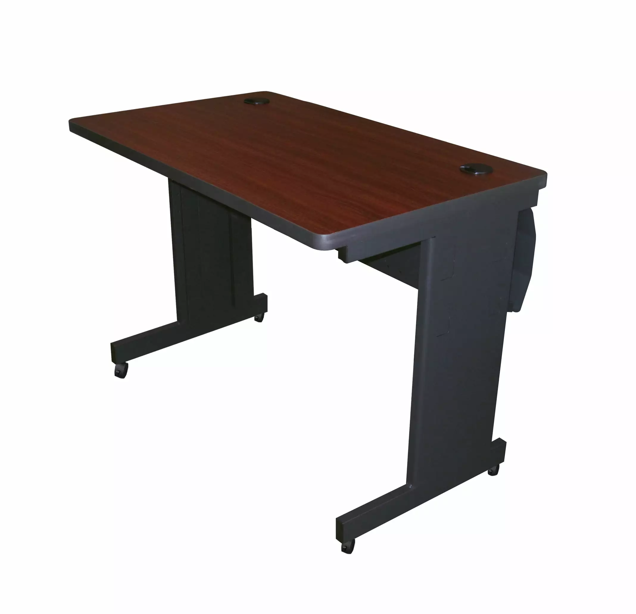 Pronto Adult Rectangle Portable Computer Desk Lockable Adjustable Height Black Brown
