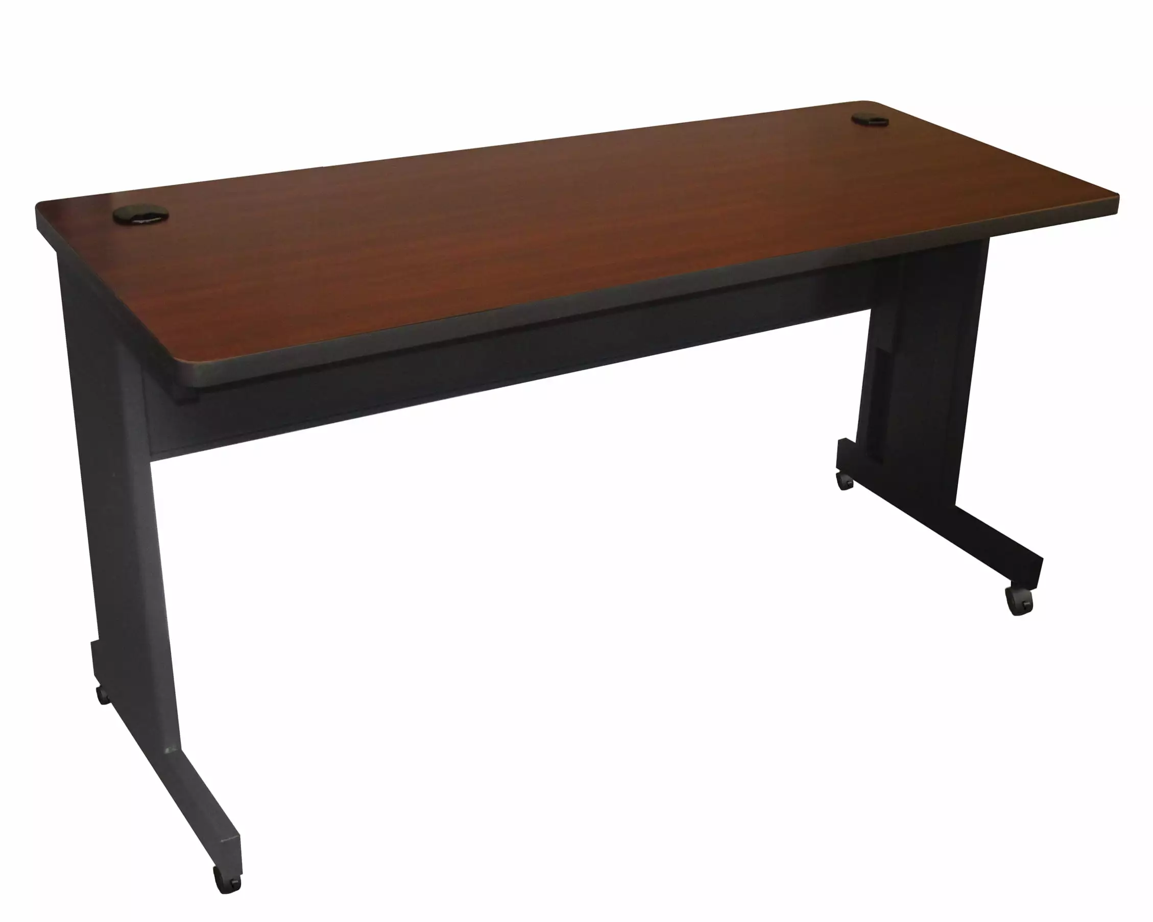 Pronto Adult Rectangle Portable Computer Desk Black/Brown - Adjustable Height Lockable Workstation