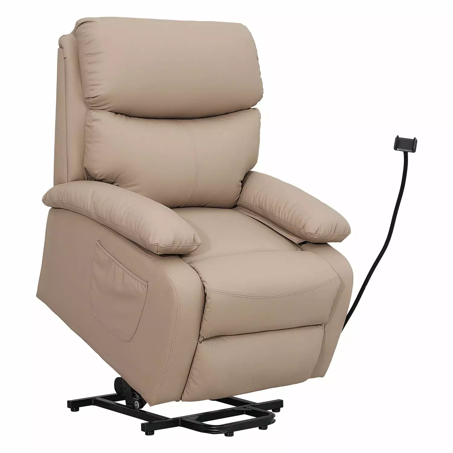 Alwalue Electric Power Lift Recliner Chair Side Pocket Remote Control Micro Leather Elderly Beige
