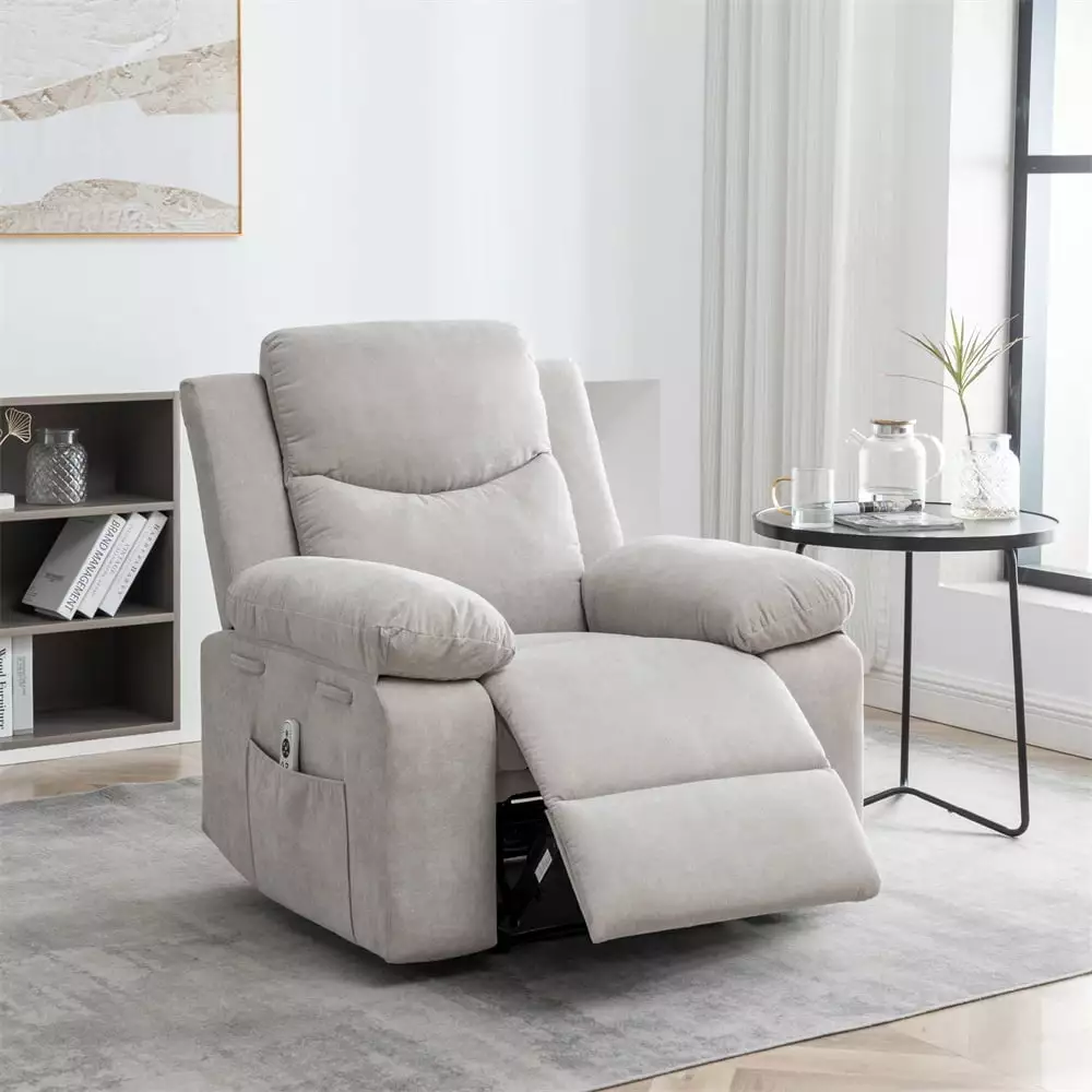 Power Lift Recliner Chair Adjustable Massage Heating Elderly Lay Flat Electric Reclining Sofa Beige ARCTICSCORPION