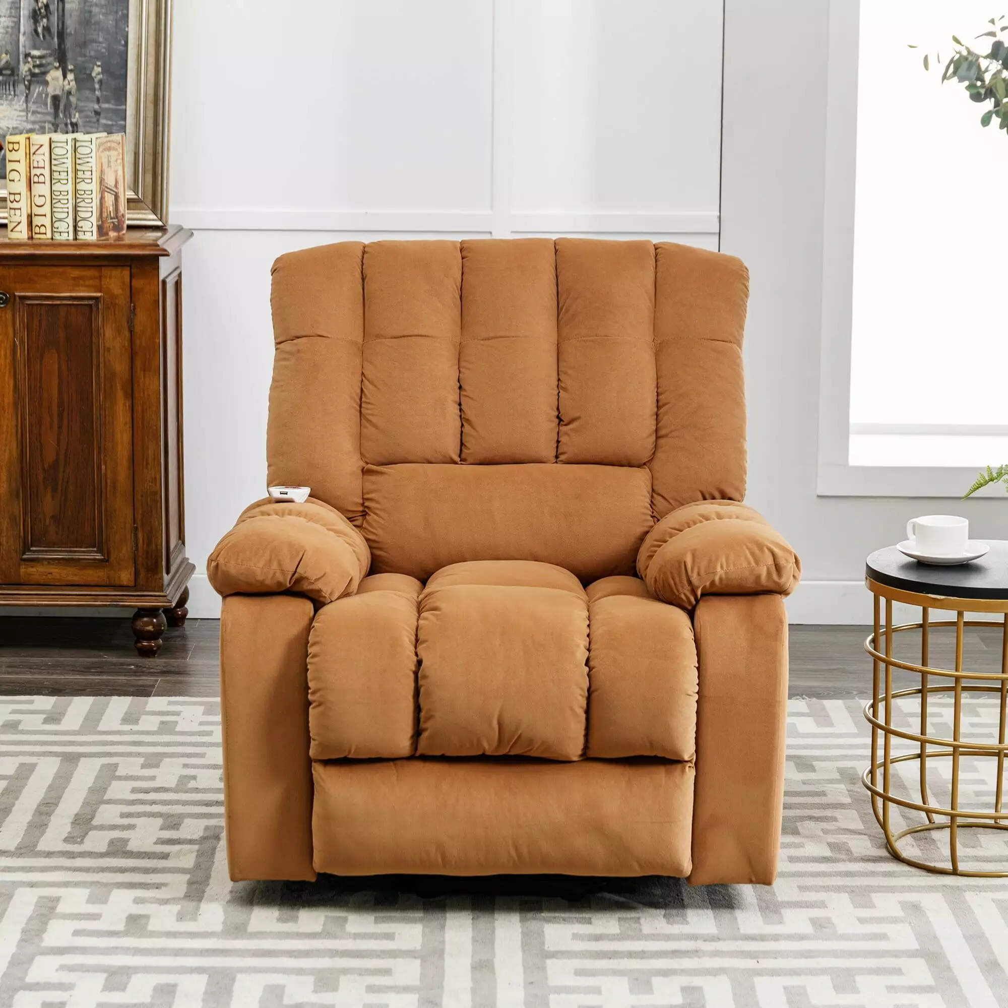 Power Lift Sofa Massage Heat Recliner Chair Light Brown Side Pocket Bed Bath & Beyond