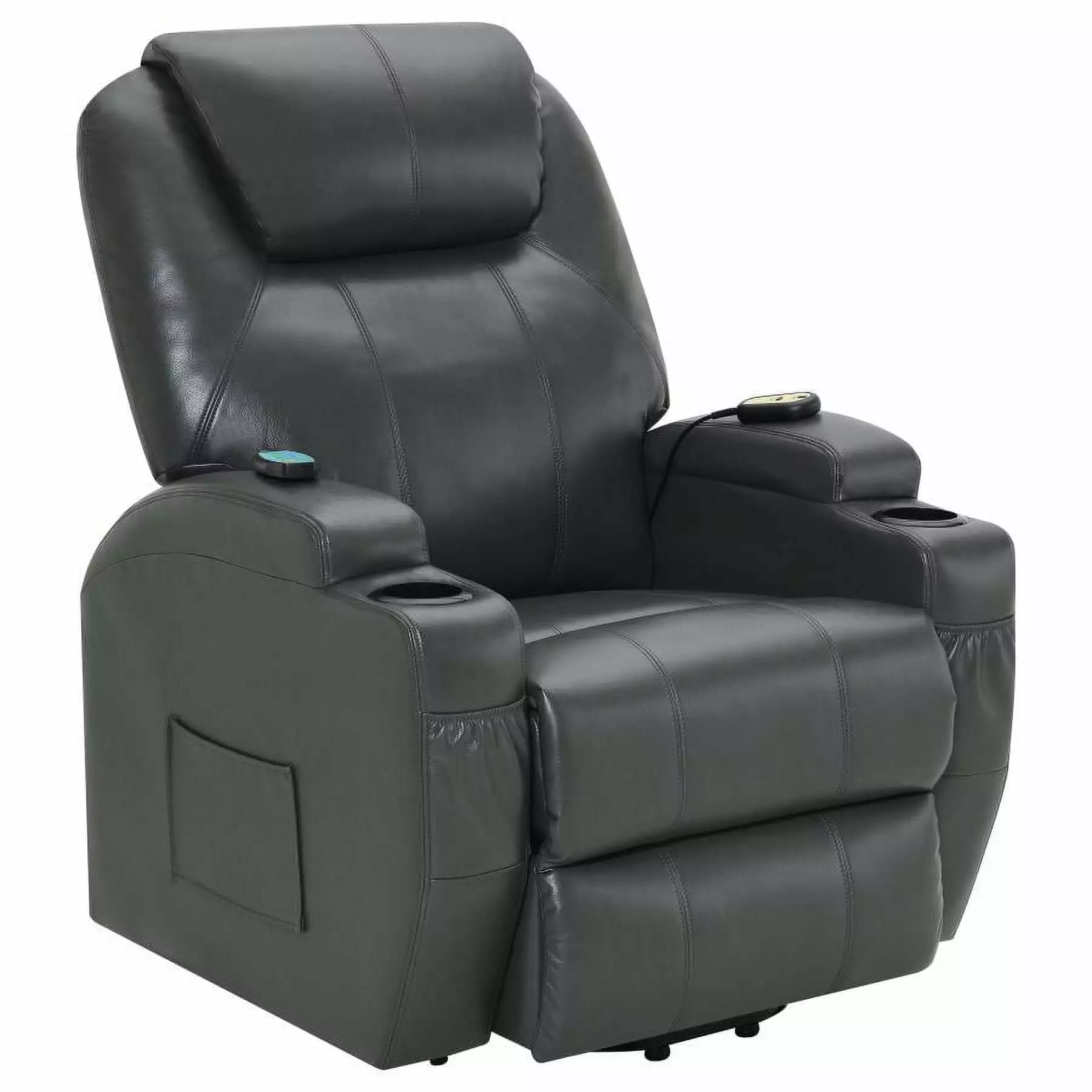 Sanger Upholstered Power Lift Recliner Chair Massage Charcoal Grey Coaster Company