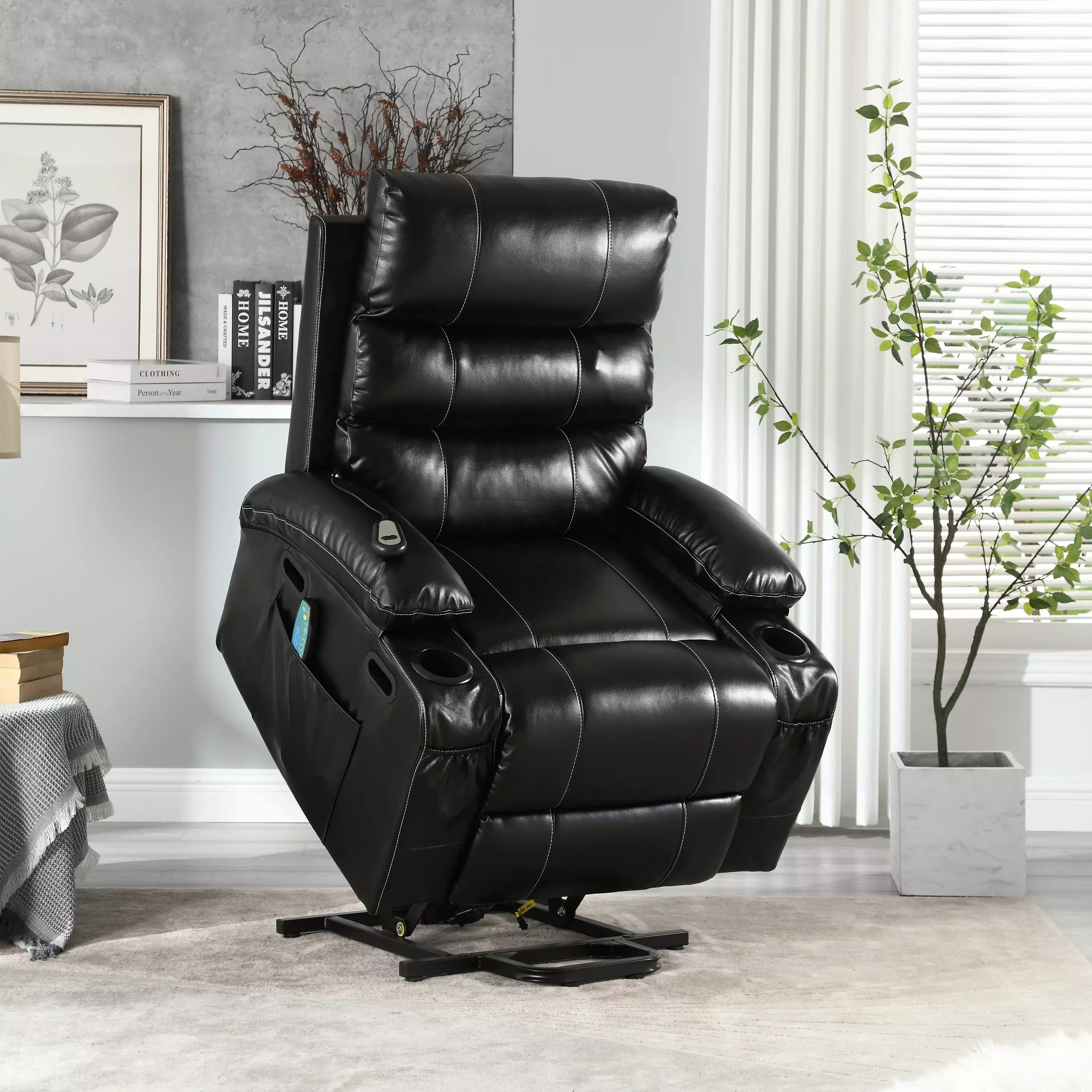 21Seat Width Large Size Electric Power Lift Recliner Chair Sofa Elderly 8 Point Vibration Massage Lumber Heat Remote Contr...