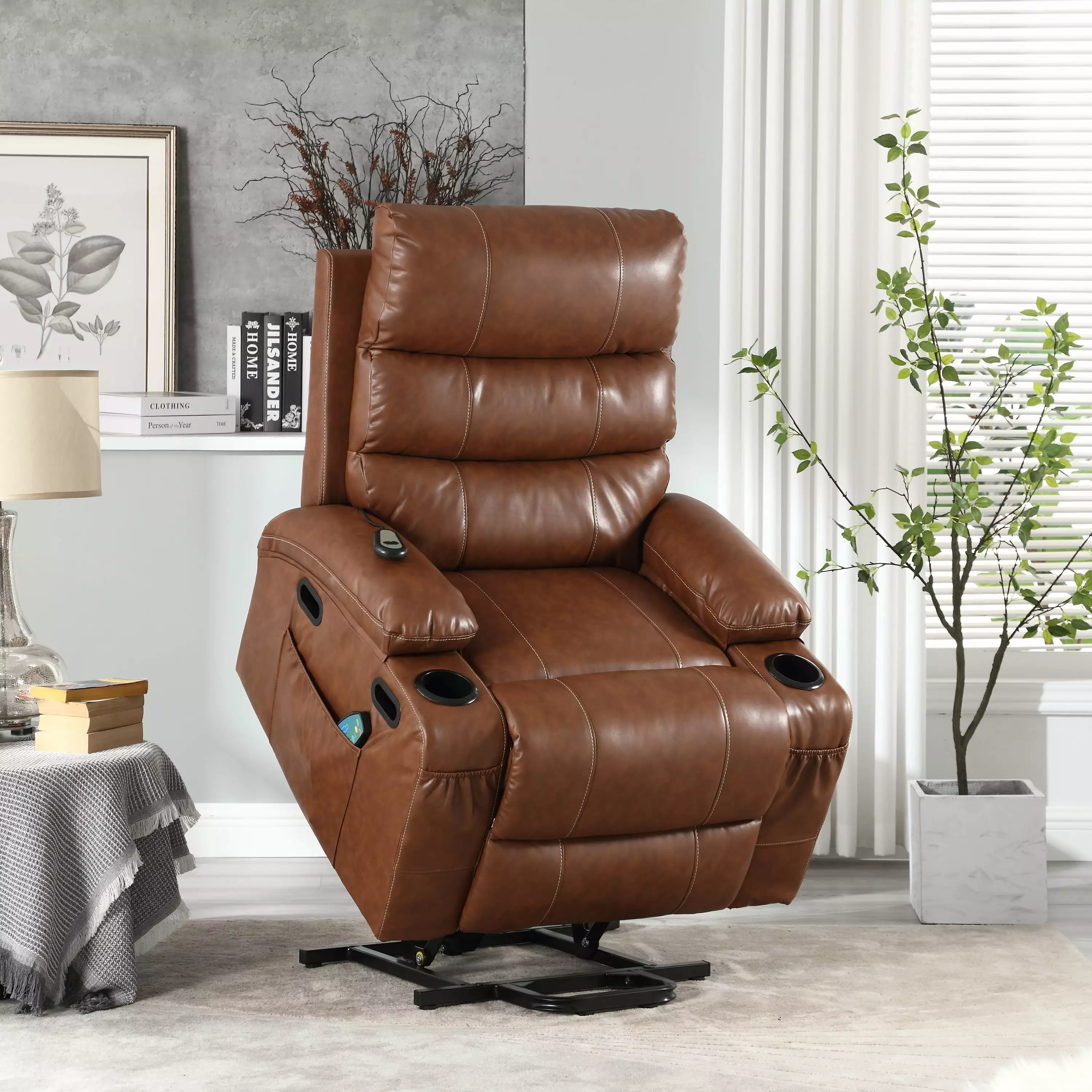 21Seat Width Large Size Electric Power Lift Recliner Chair Sofa Elderly 8 Point Vibration Massage Lumber Heat Remote Contr...