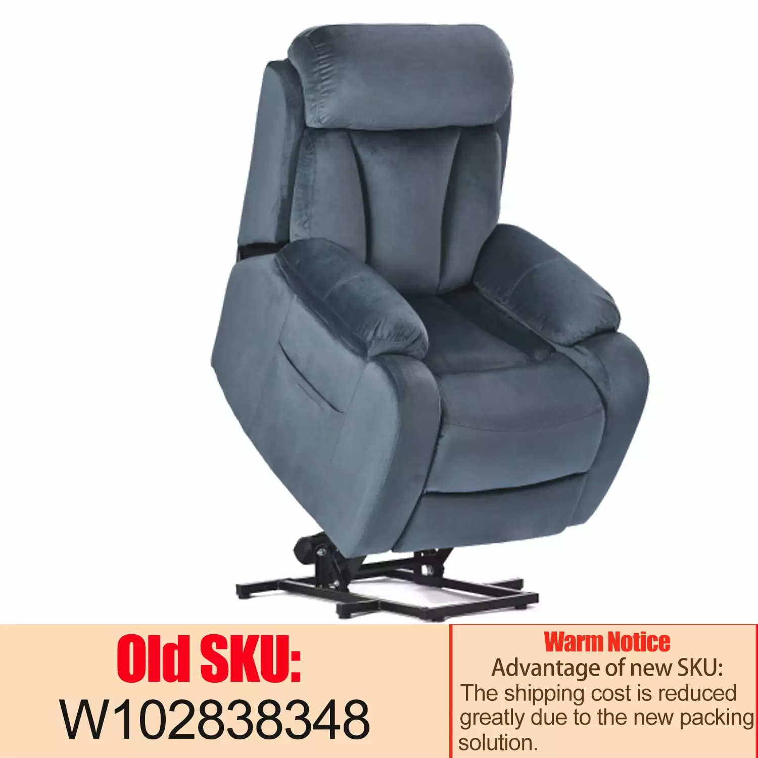 DeeHome Lift Chair Recliner Elderly Power Remote Control Navy Blue