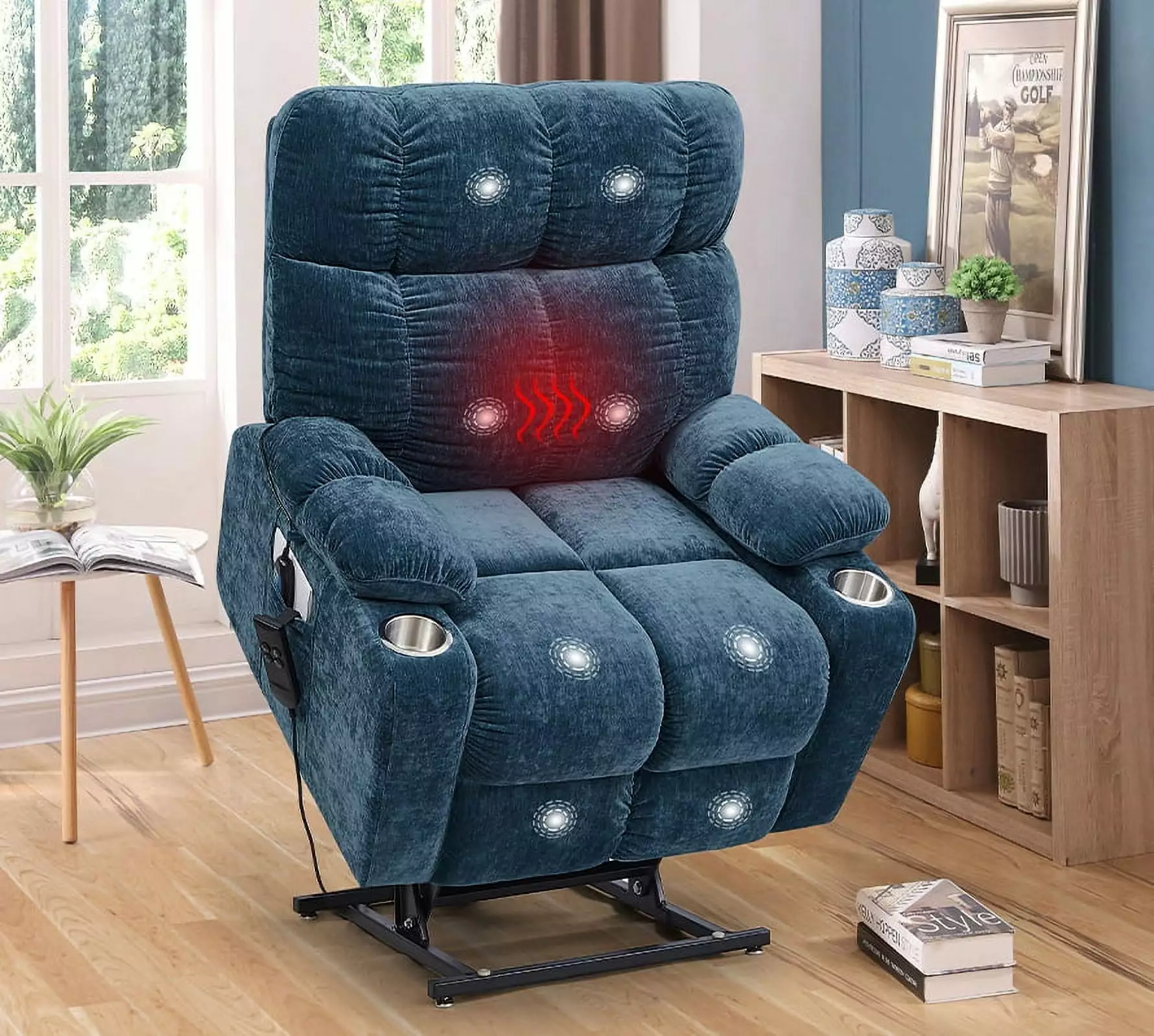 DeeHome Liyasi Dual OKIN Motor Power Lift Recliner Chair Heat Massage Elderly 180° Lay Flat