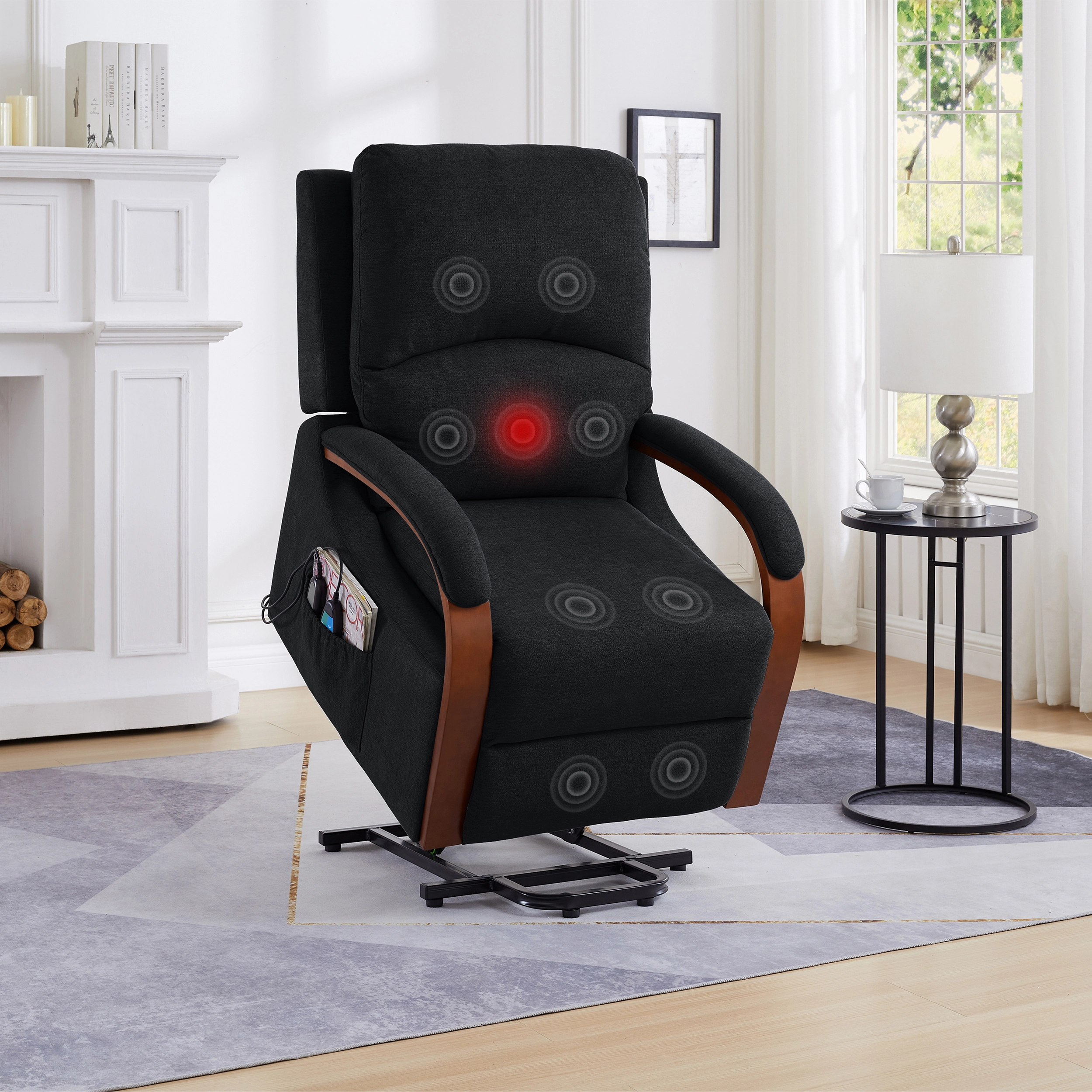 DeeHome Power Lift Recliner Chair Sofa Electric Massage Chair Soft Fabric Dark Grey