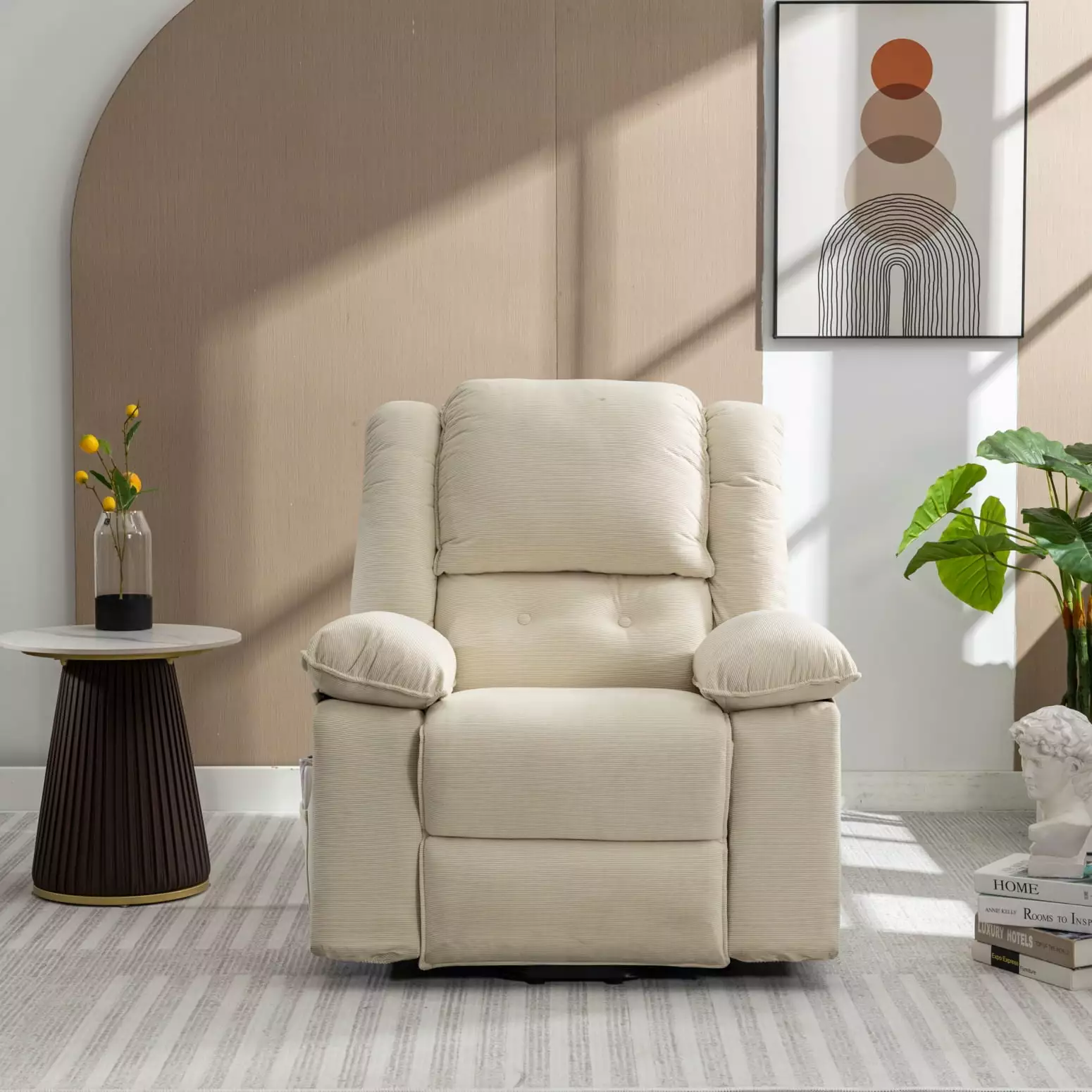 Beige Massage Recliner Power Lift and Heated Feature Senior Living HATNOKIL