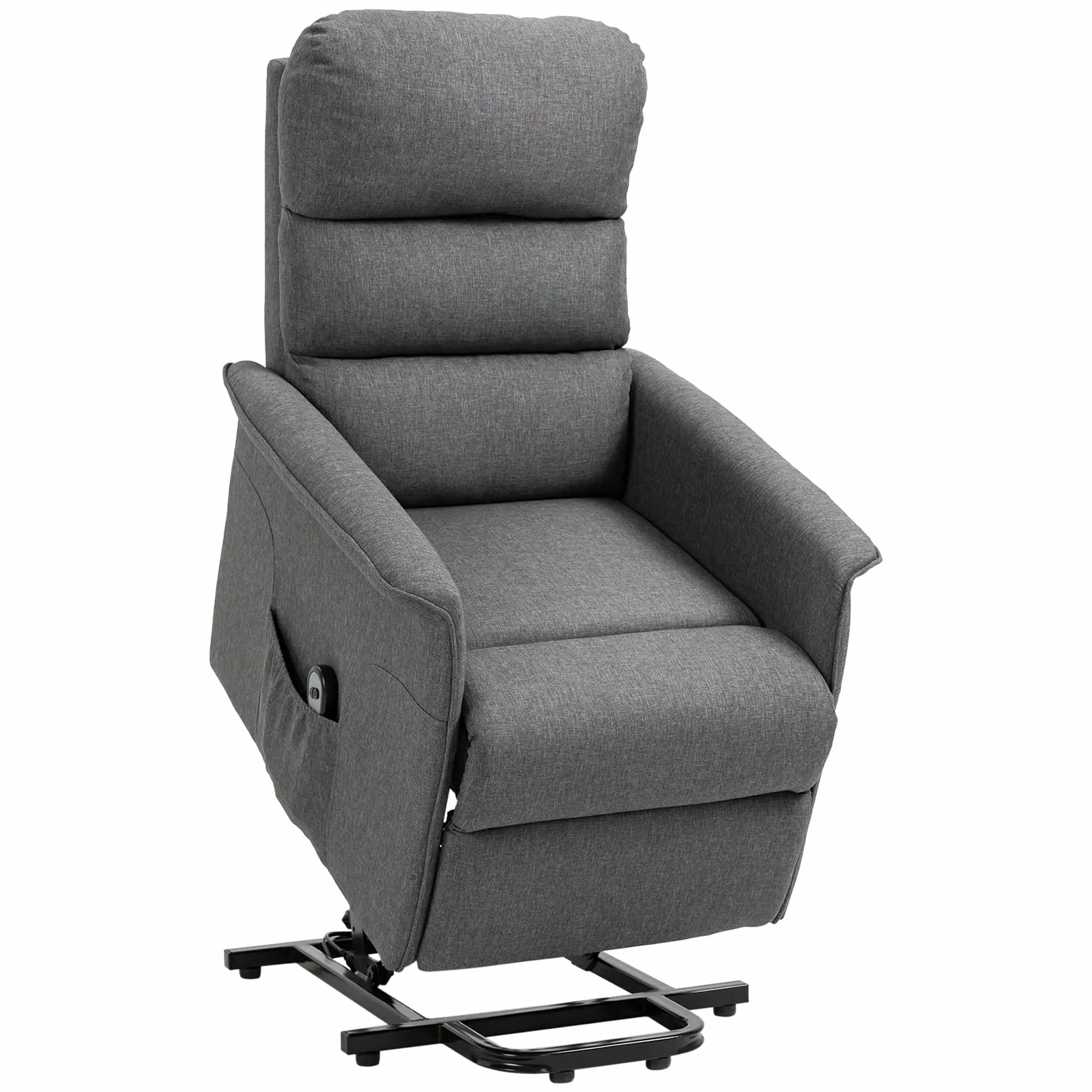 Electric Power Lift Recliner Chair Elderly Fabric Lift Chair Remote Control and Side Pockets Gray Jamini