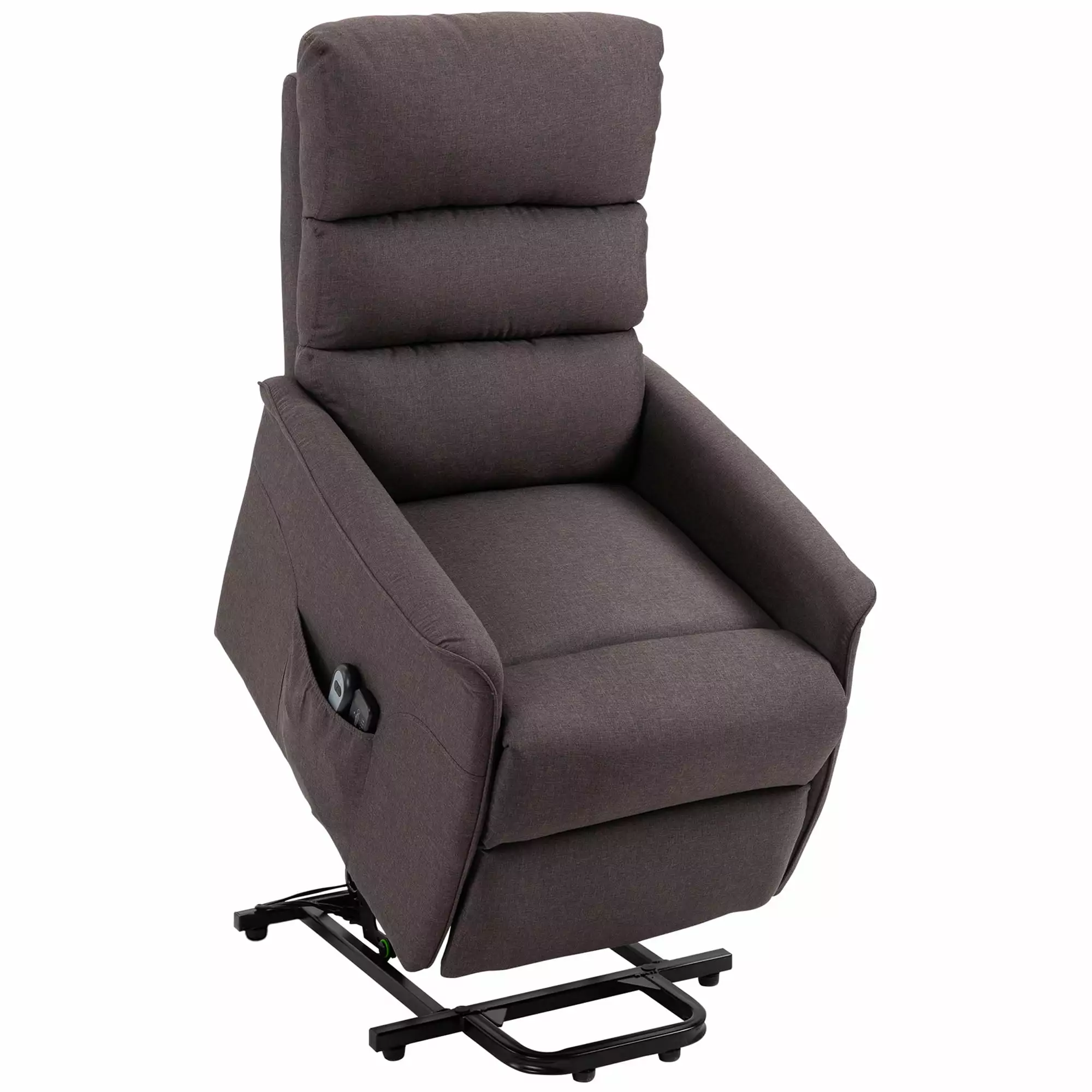Electric Power Lift Recliner Chair Elderly Fabric Lift Chair Remote Control and Side Pockets Brown Jamini