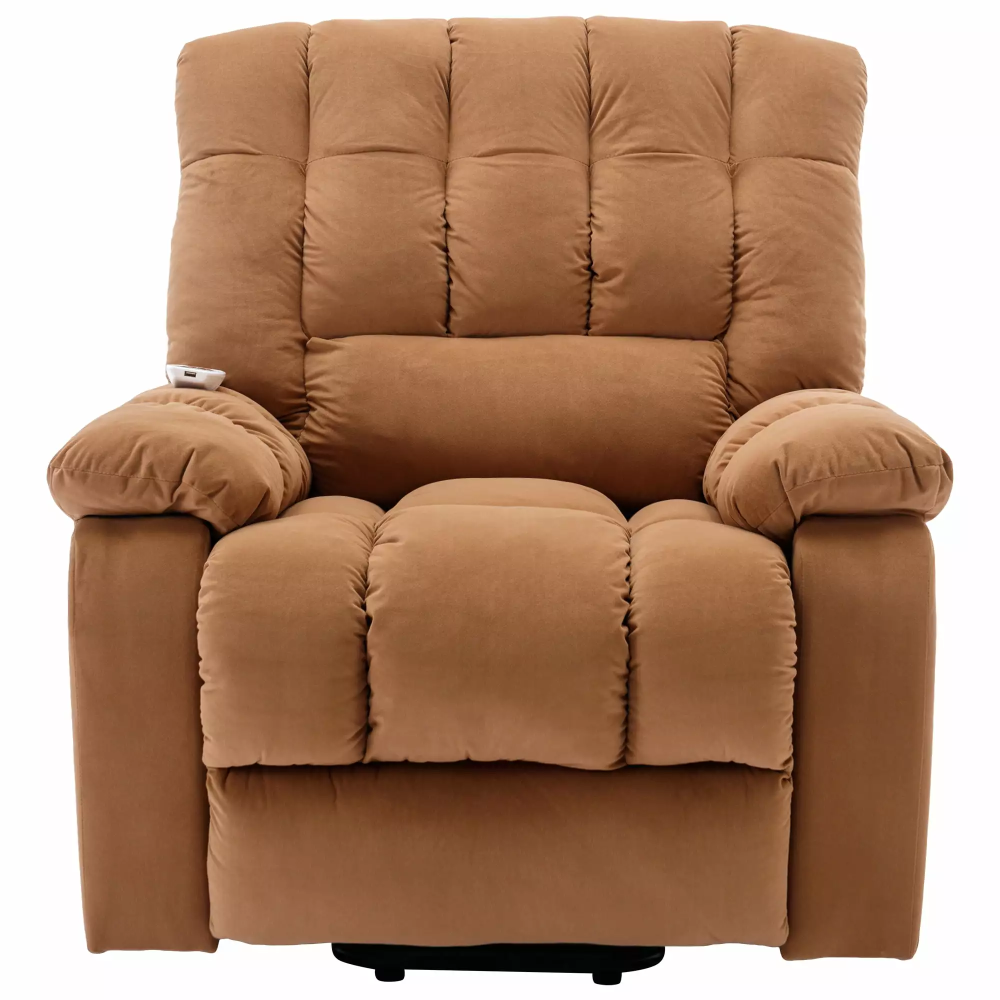 Massage Recliner Chair Electric Power Lift Recliner Heat and Vibration Light Brown Jamini