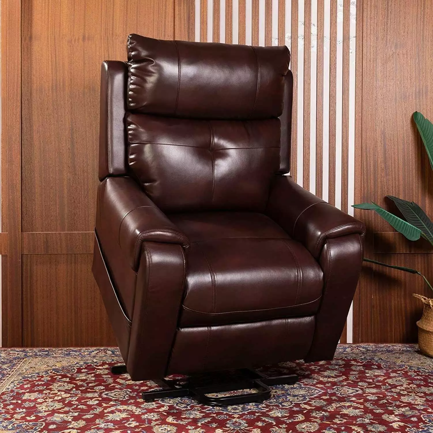 Lehboson Electric Power Lift Recliner Chair Elderly Red Brown - Comfortable Sofa Easy Control