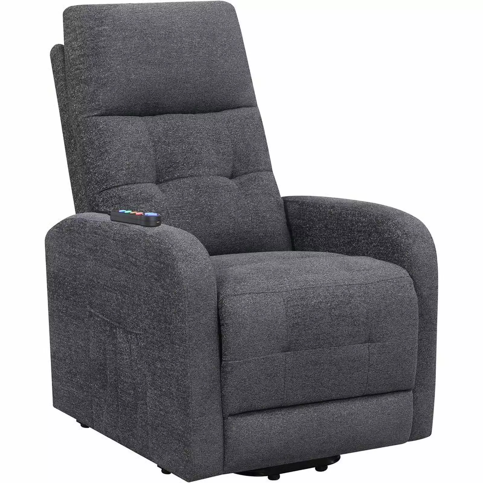 Maklaine Tufted Fabric Upholstered Power Lift Recliner Charcoal