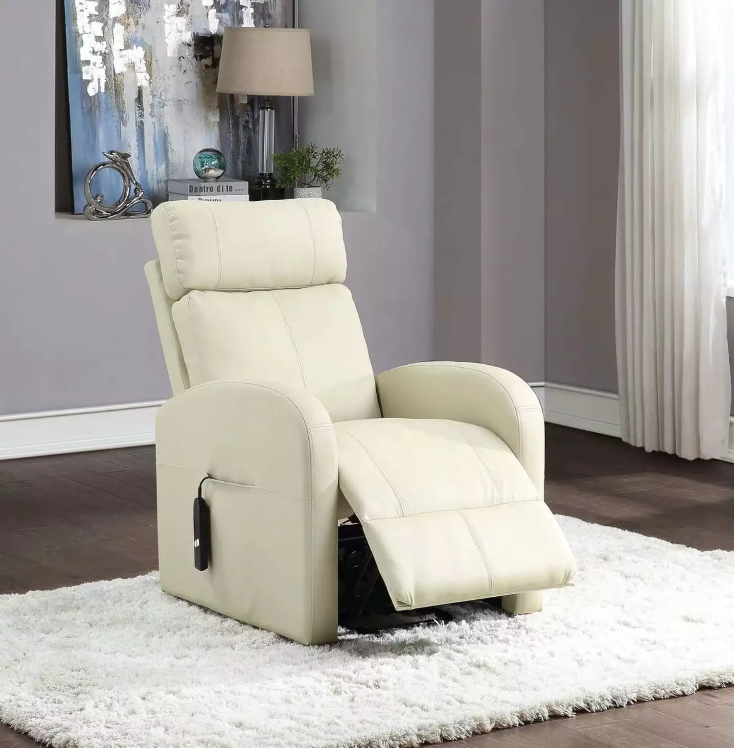 Ricardo Recliner Power Lift Beige PU Leather Elderly and Mobility Assistance