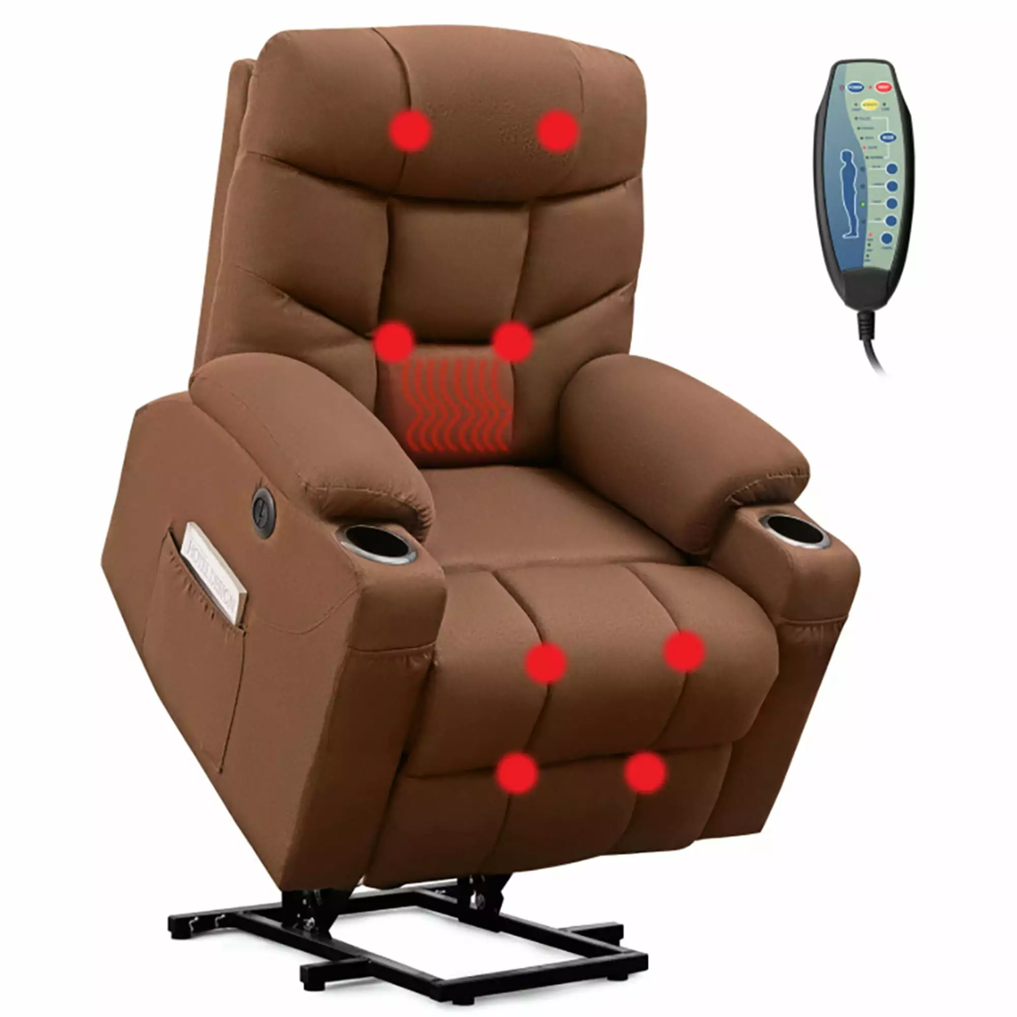 YYAo Electric Power Lift Recliner Chair Elderly Massage and Heat - Spacious Seat and Adjustable Backrest