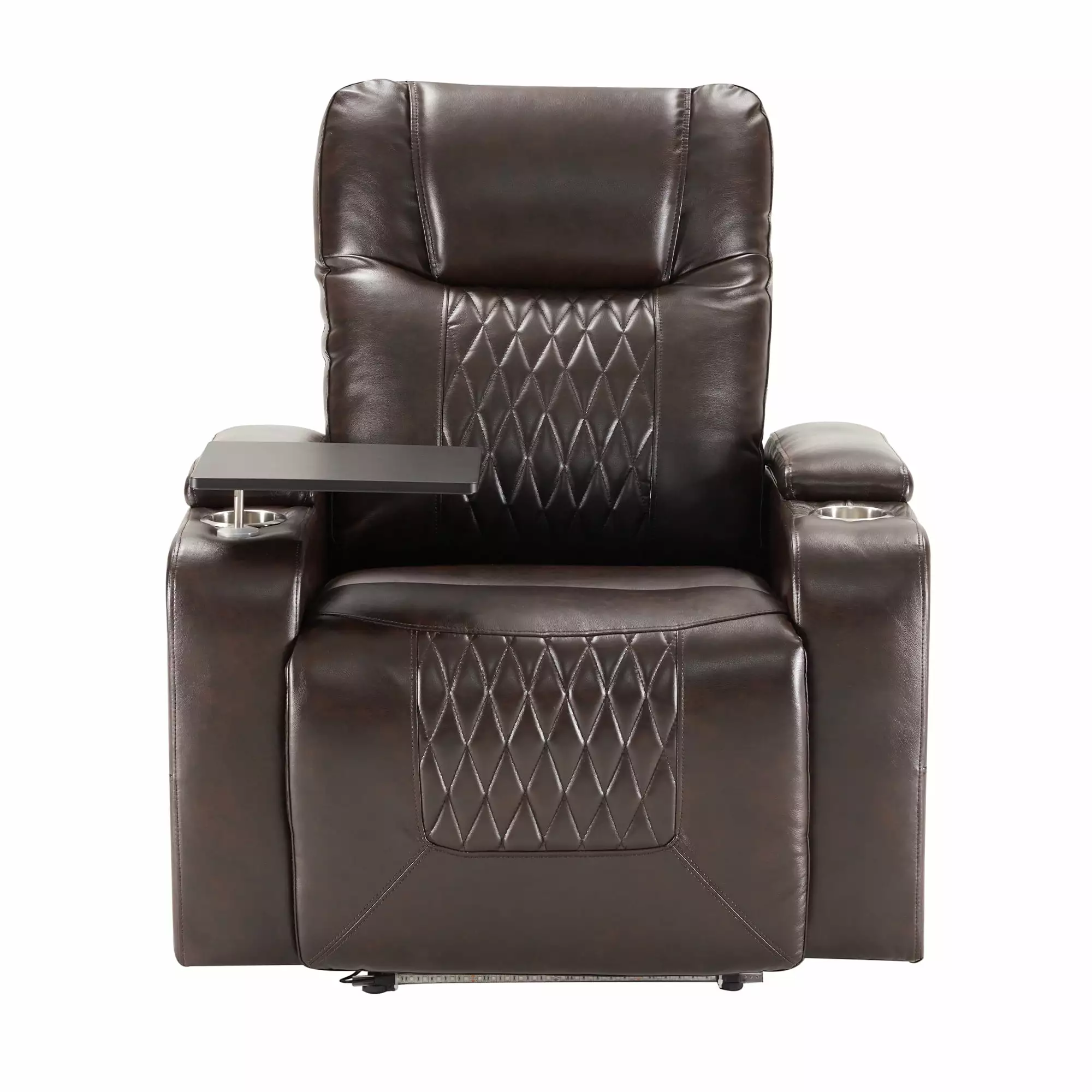 Power Motion Recliner USB Charging Port Hidden Arm Storage and 360 Swivel Tray Table Brown ANTFURN