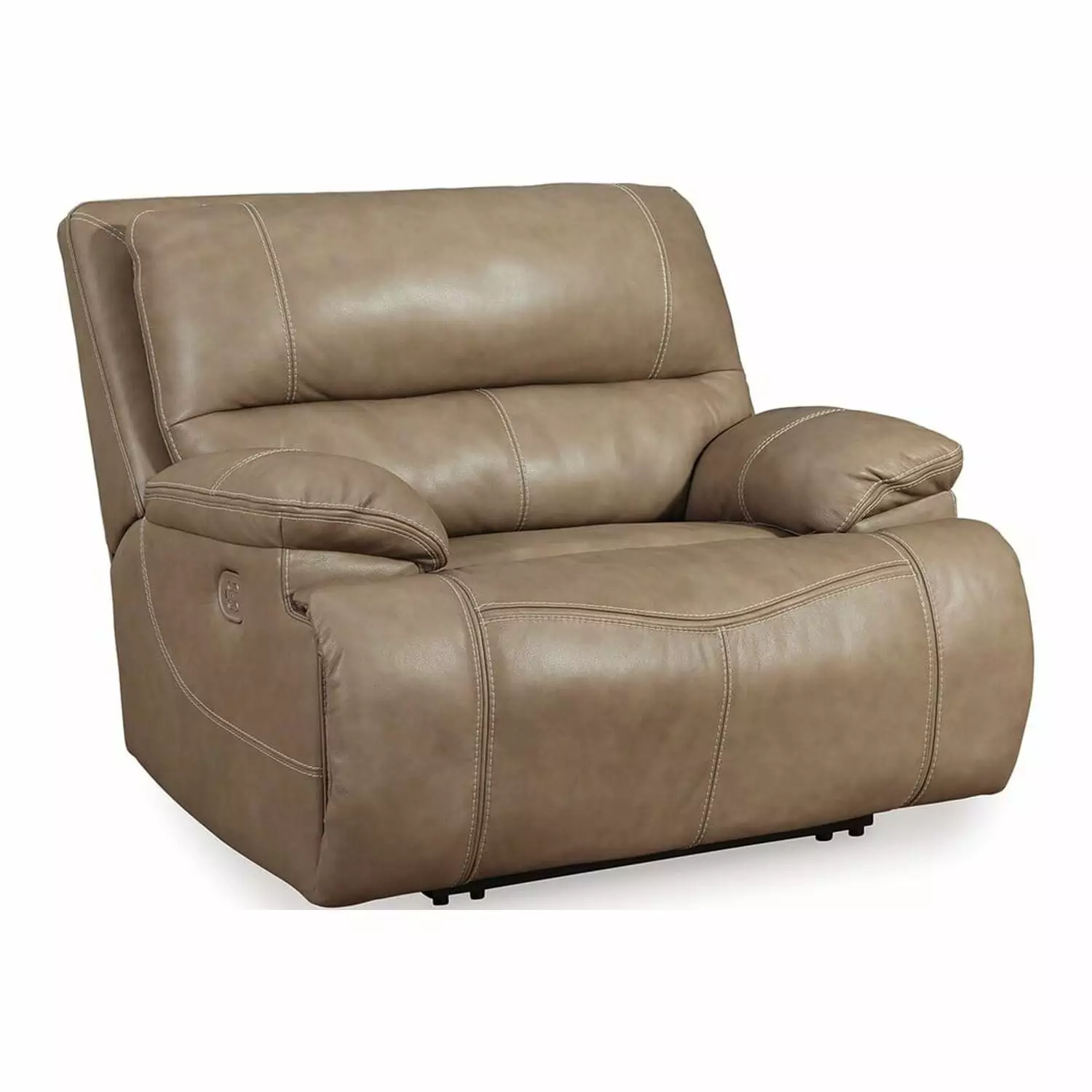 50 Inch Wide Seat Power Recliner Cushioned Brown Leather Benjara