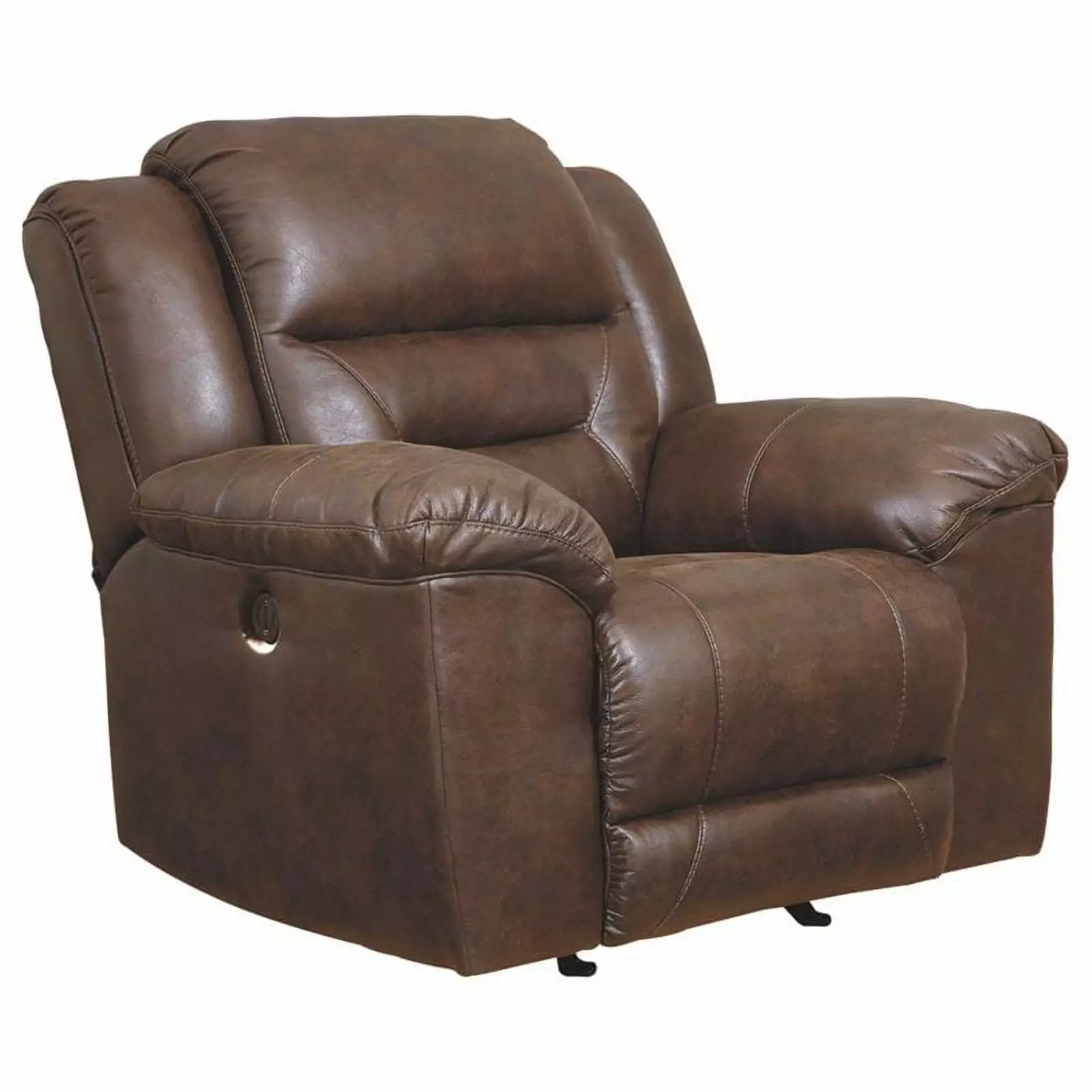 Bowery Hill Contemporary Faux Leather Power Rocker Recliner Chocolate