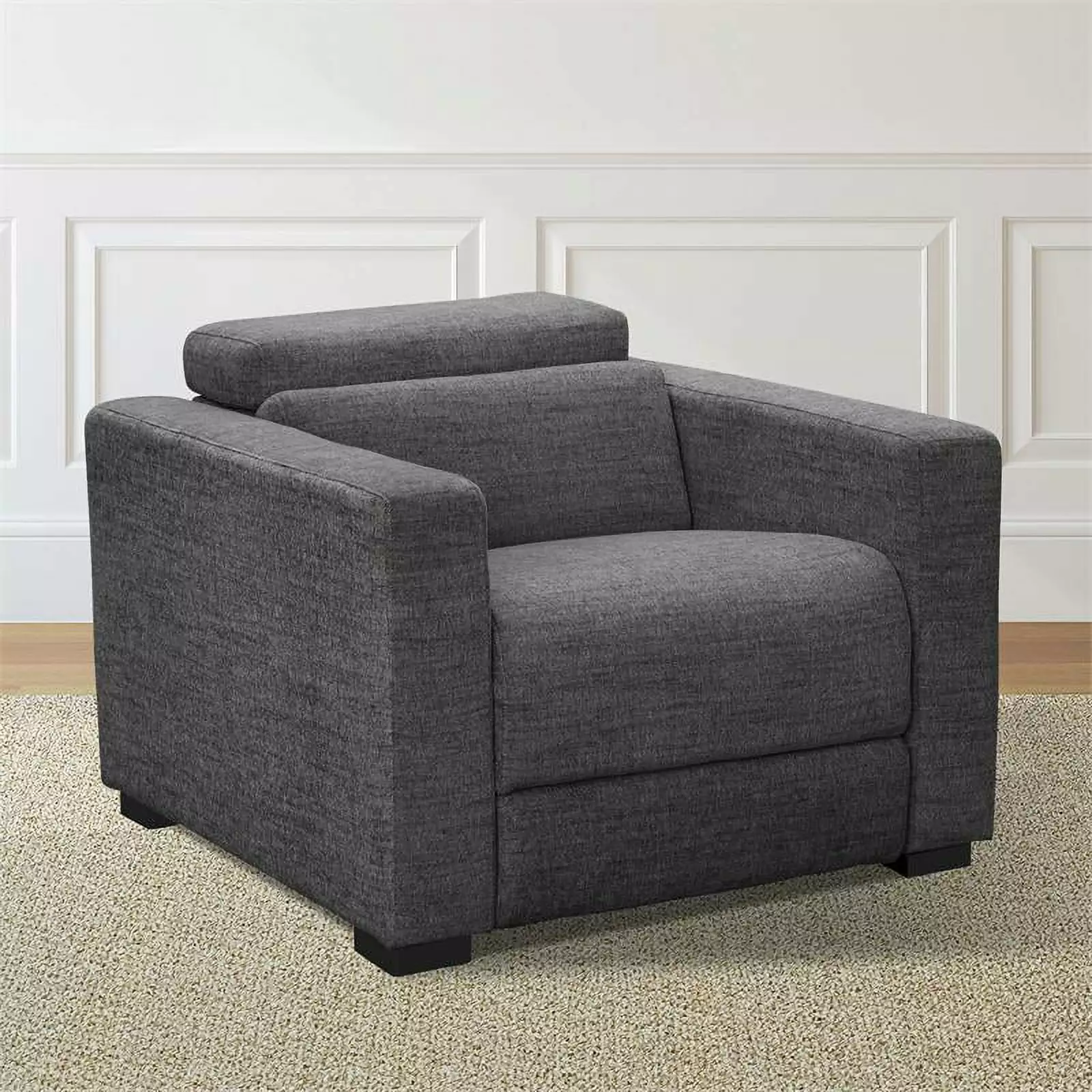 Bowery Hill Modern Polyester Fabric Power Reclining Chair Gray