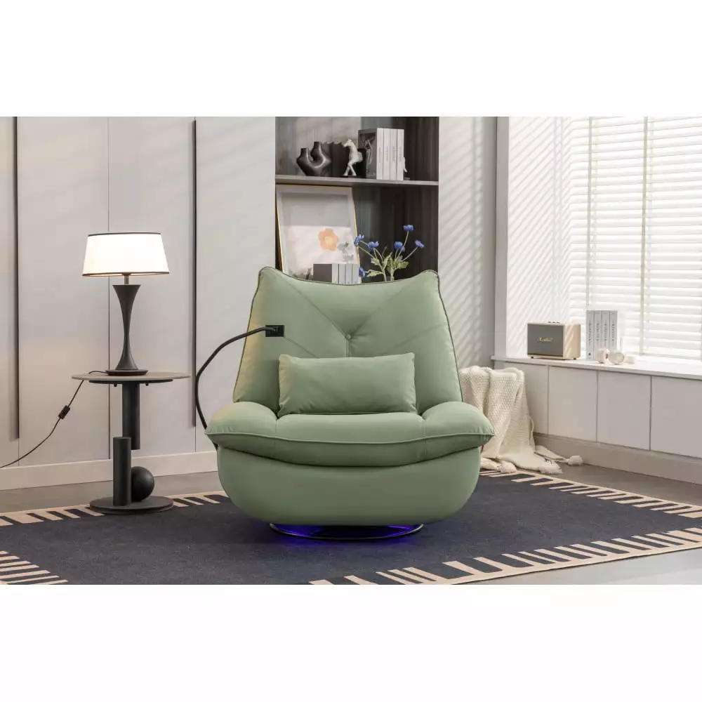 DeeHome 270 Swivel Glider Recliner Chair Power Recline USB Port and Atmosphere Lamp Living Room Bedroom Apartment