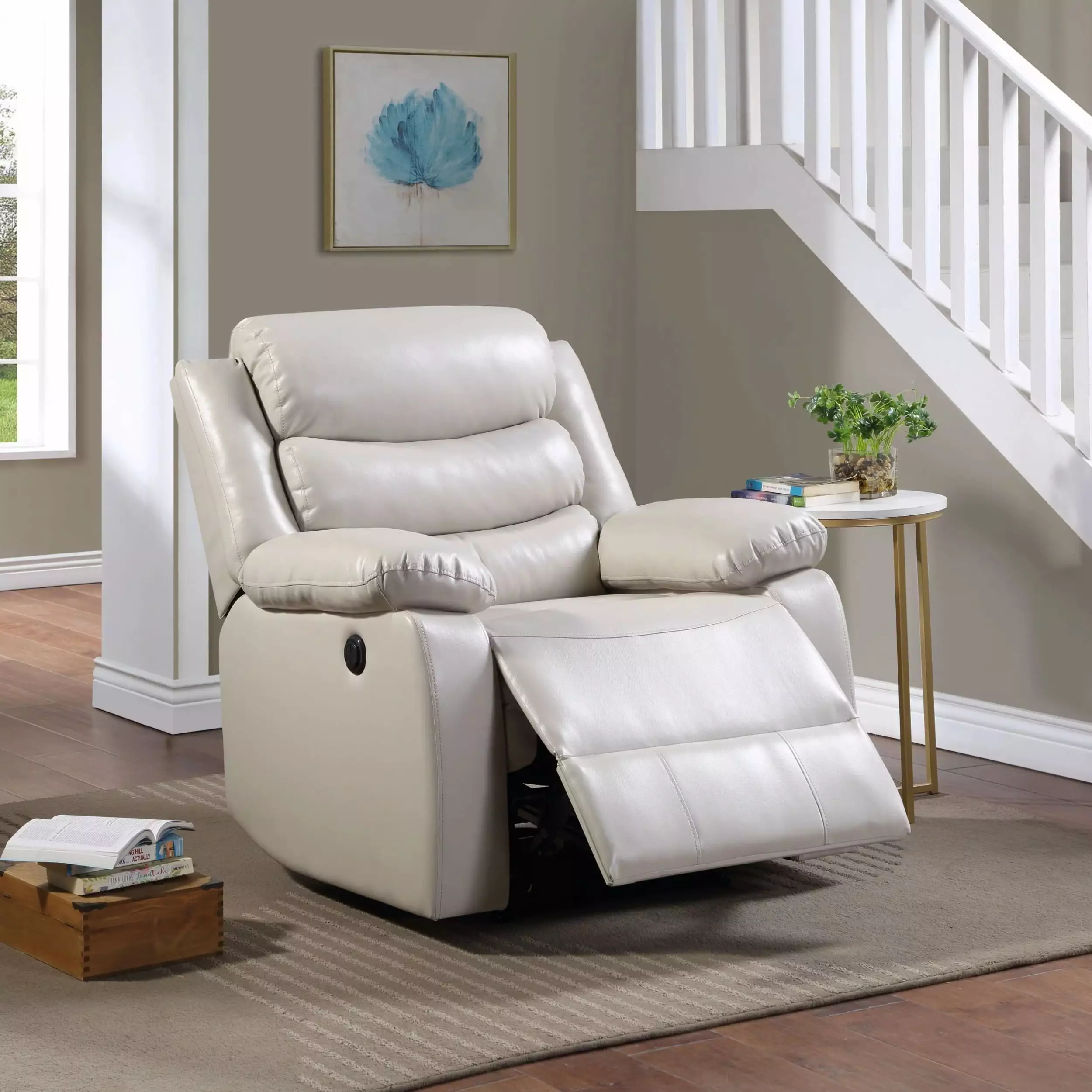 Eilbra Power Recliner Beige PU Comfortable Seating