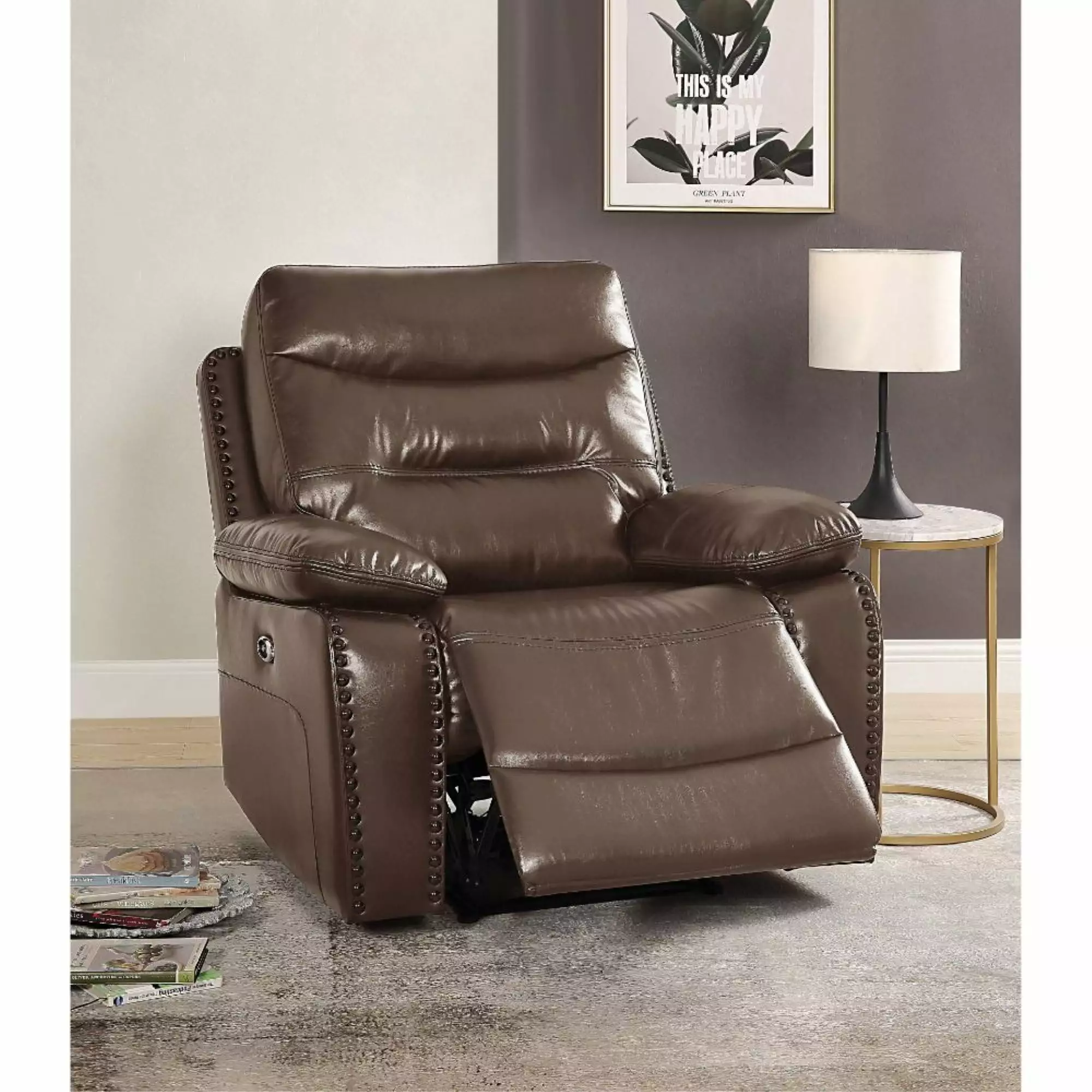 Ergode Power Motion Recliner Brown Leather-Gel Match