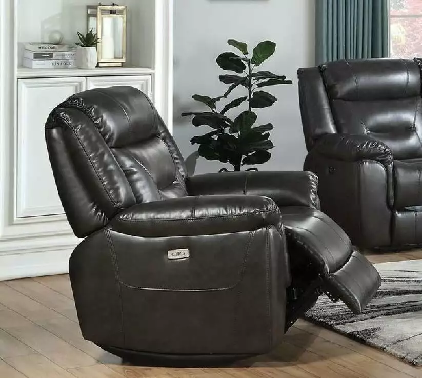Roma Power Motion Recliner Chair Gray Home Theater Seating Go Green Woods