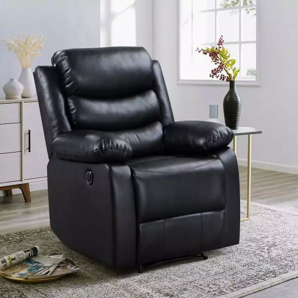 Goldmeet Black Power Recliner Pillow Top Arms - Comfortable Electric Recliner Chair Living Room