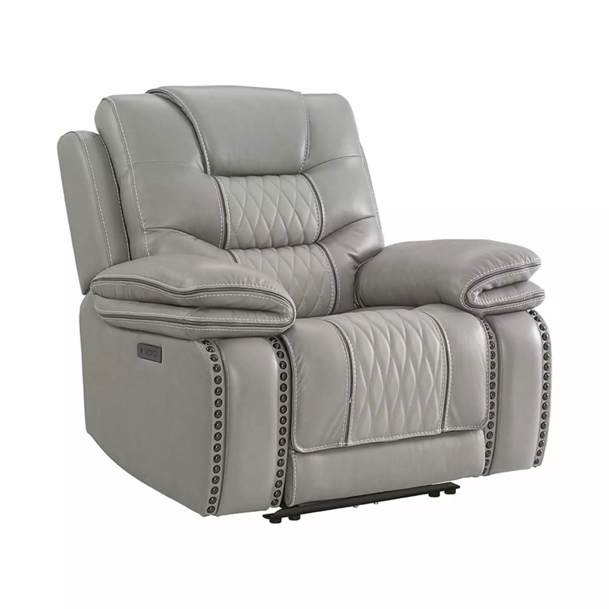 Intercon Furniture Cody Top Grain Leather Dual-Power Recliner Light Gray - Luxury Power Reclining Chair