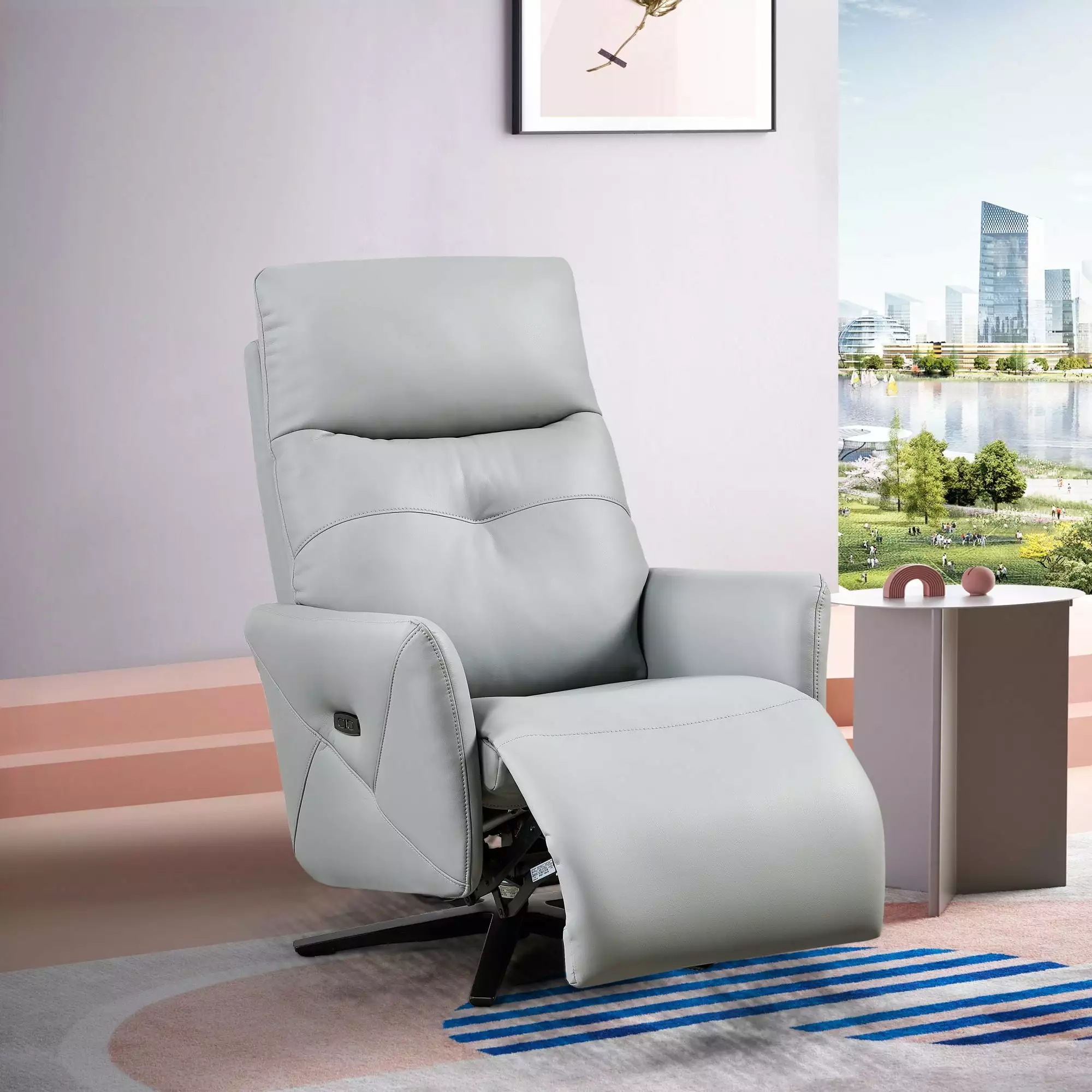 Recliner Chair Dual Motor and Adjustable Headrest - 360 Swivel USB Charge Port Contemporary Design Jamini