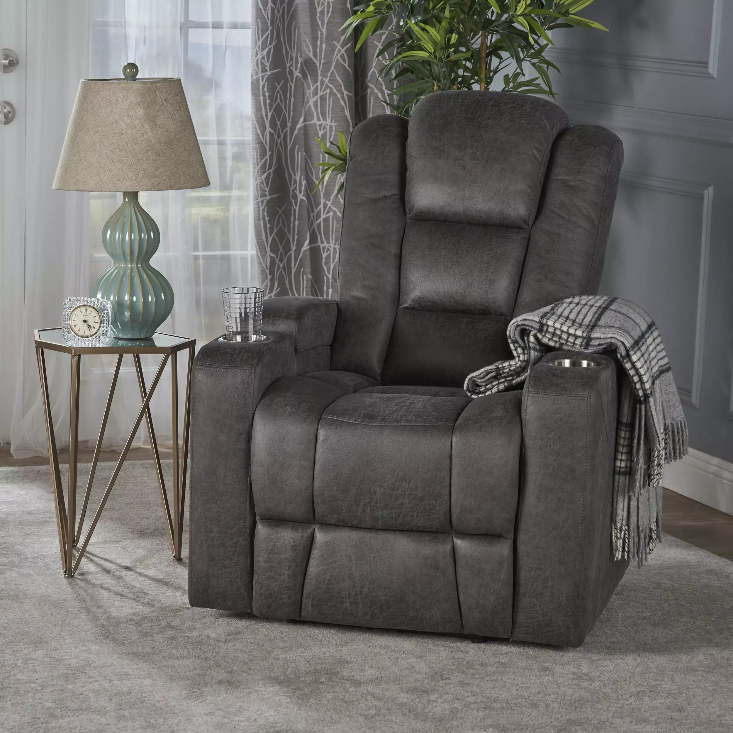 33 Wide Power Standard Recliner Chair Arm Storage and USB Ports Jamini