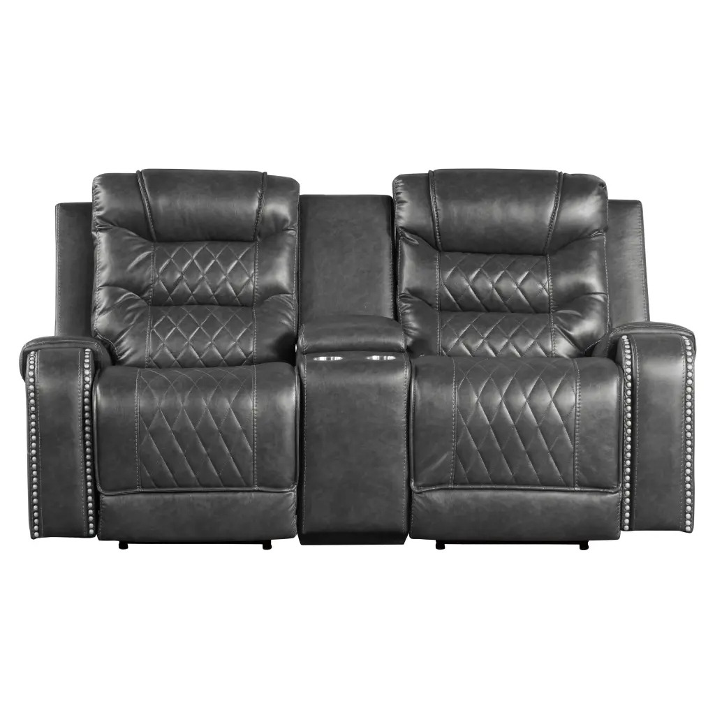 Opulent Gray Faux Leather Upholstery 1 Piece Power Living Room Furniture kanepe